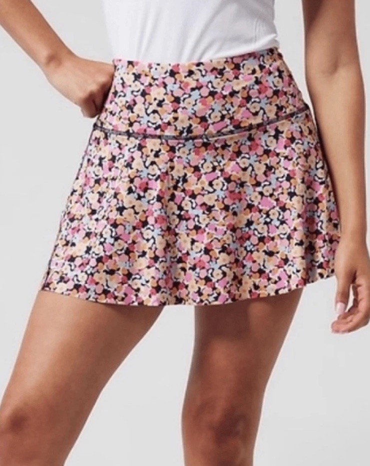 New Athleta Ace Printed Tennis Skort 13.5″ in Volley Floral Lunaria Sz 2X