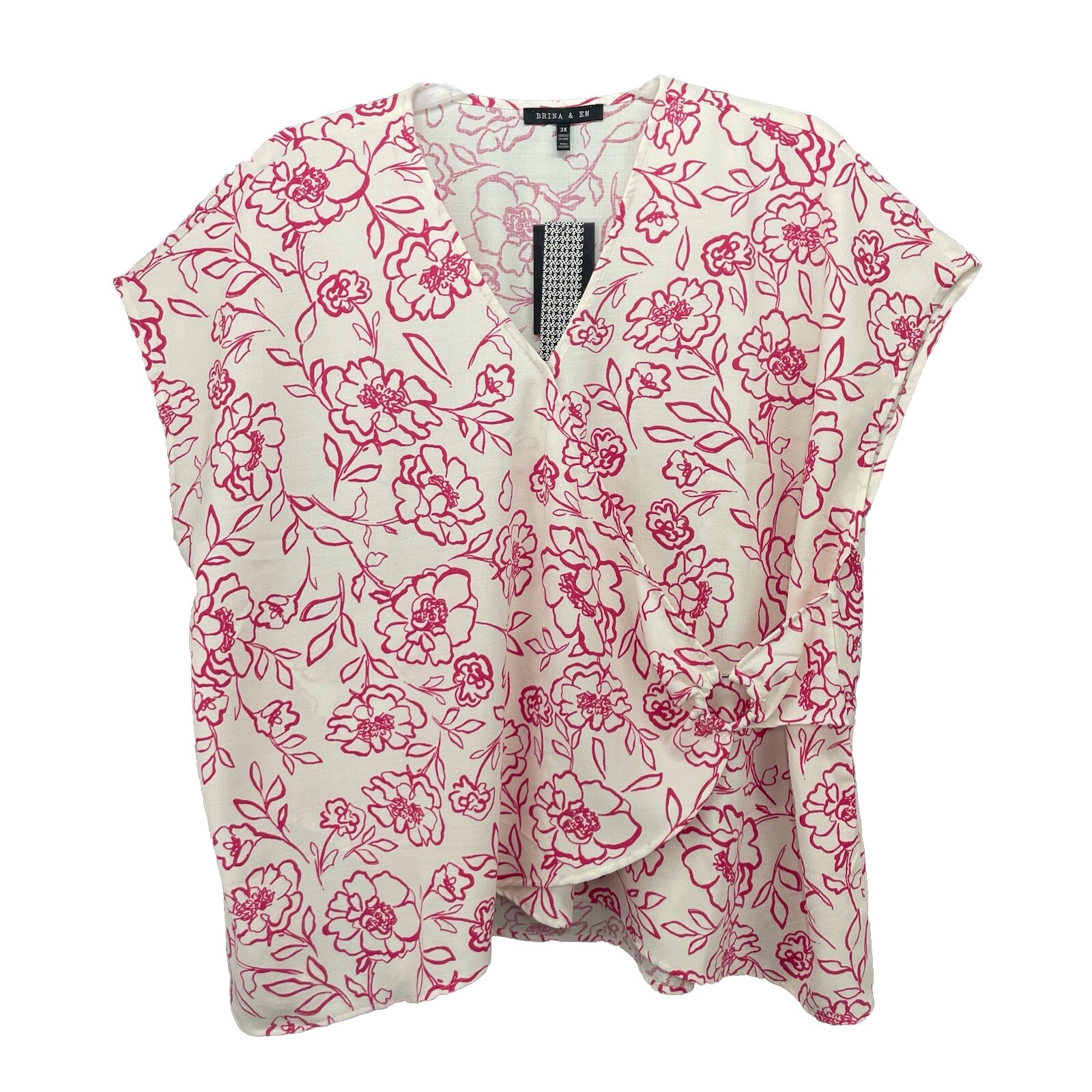 NEW! Brina & Em Floral Blouse/ Women’s PLUS (3X) Ivory 100% Polyester NWT