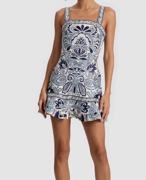 Alice + Olivia Kaiser Embroidered Canvas Mini Dress NWT $695.00 Sz 14