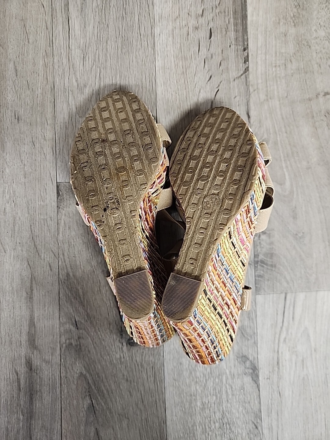 Charles By Charles David Wedge Platform Shoes Colorful Woven Boho Size 8.5 Women