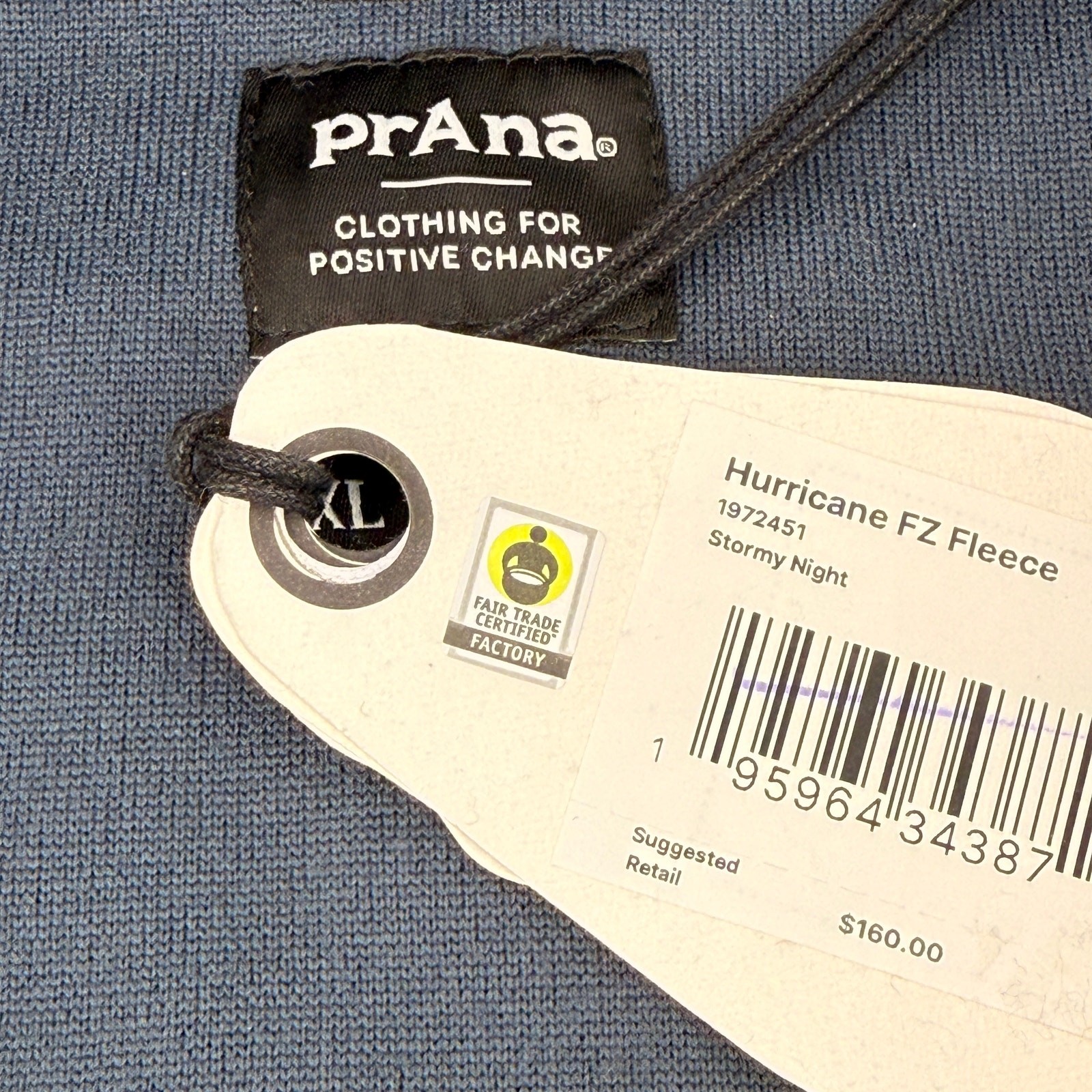 Prana Hurricane FZ Fleece Zip Up Jacket Mens Size XL Blue Stormy Night Geo Print