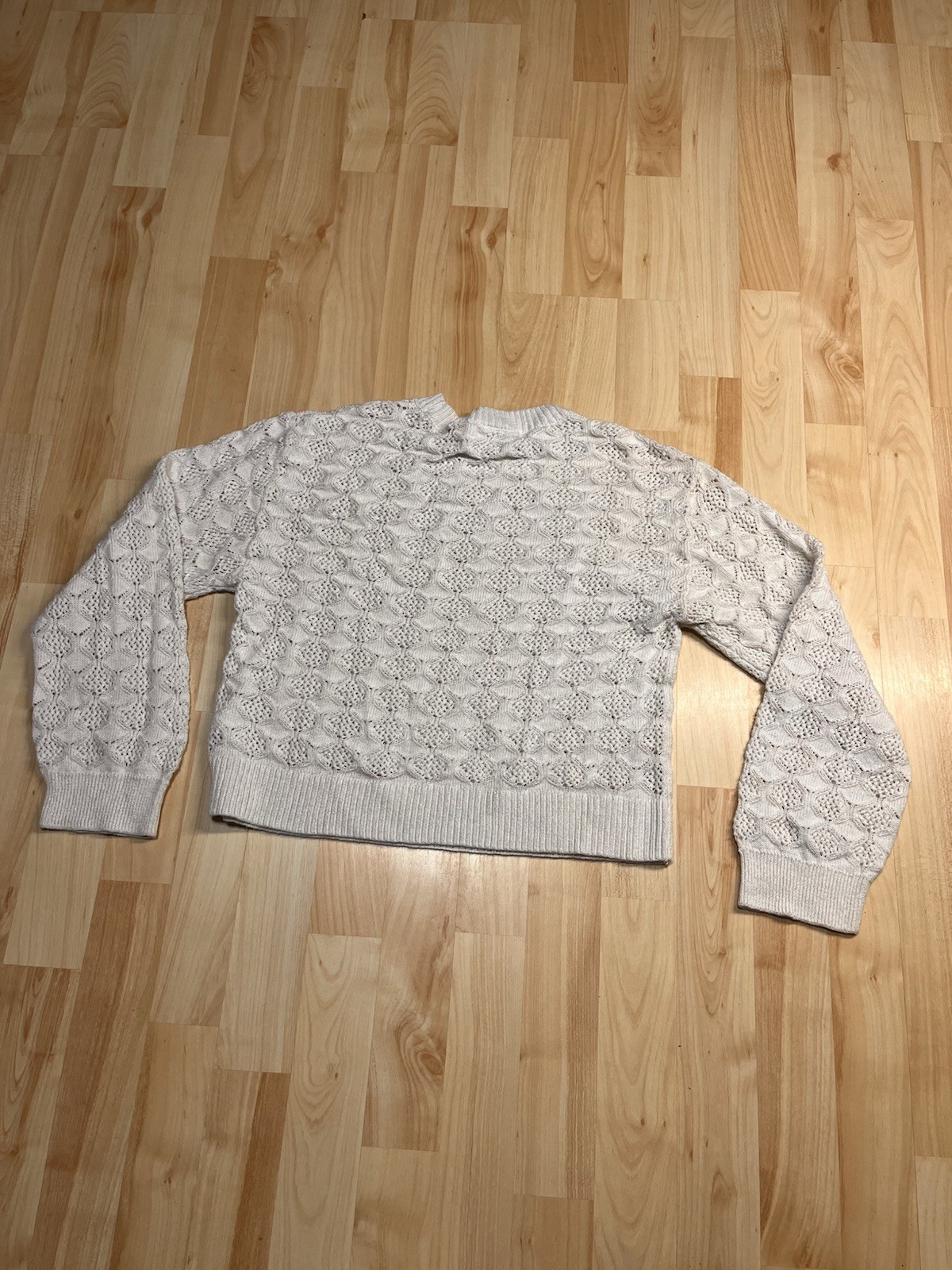 The Children’s Place Cream Open Knit Crochet Sweater Cropped Long Sleeve