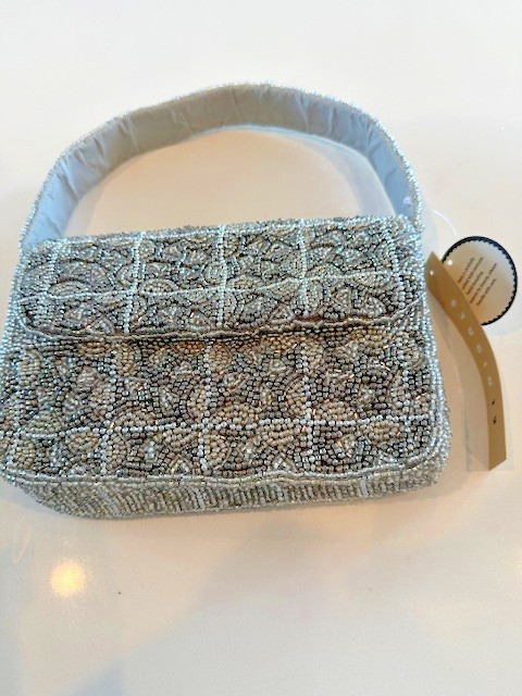Silver Hand Beaded Shoulder Bag – Perfect for Summer Looks – Casual and Dressy