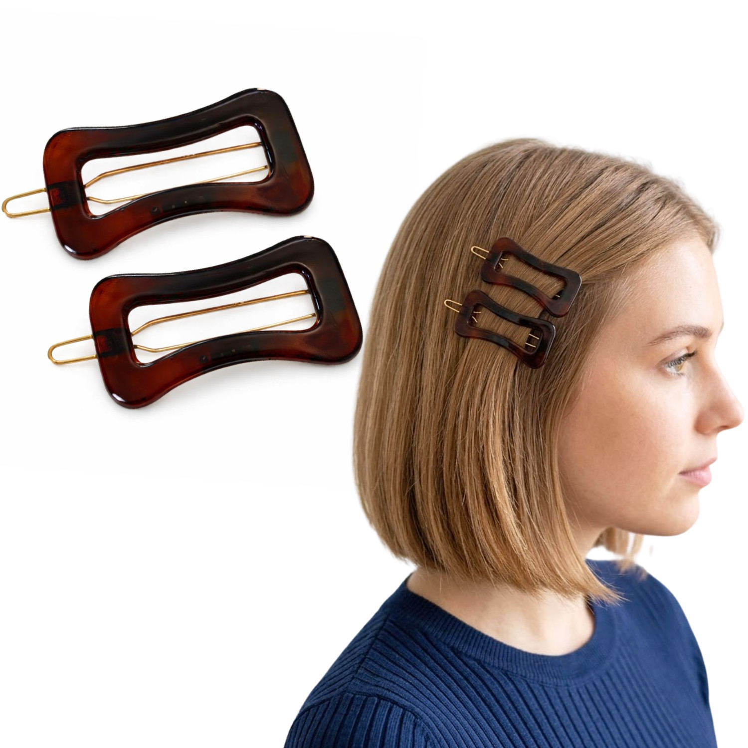 Parcelona Wavy 1.75″ Tortoise Shell Small Hair Clip Tige Boule Barrette Womens