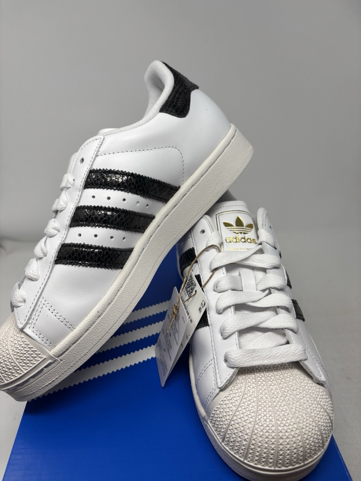 Adidas Superstar II White Black Snakeskin Casual Sneaker JP8162 Women’s Size