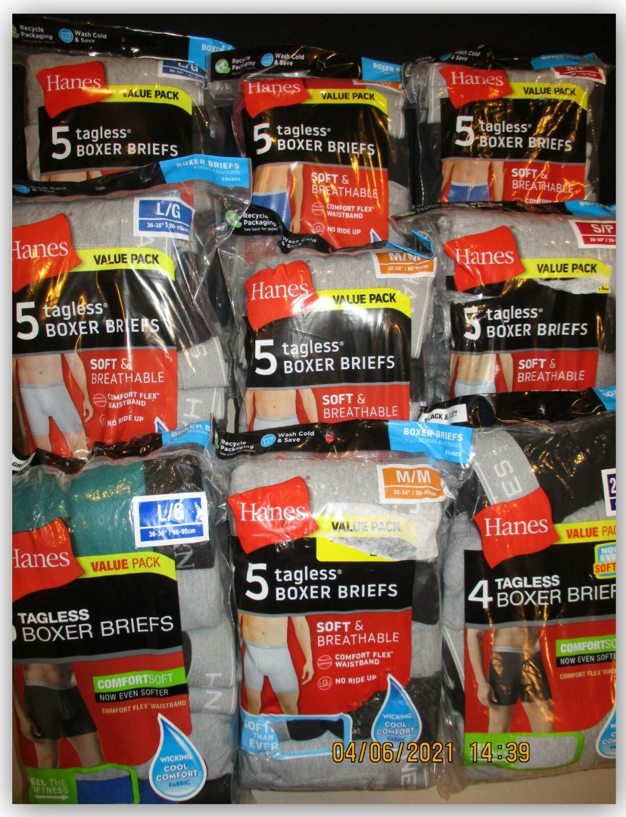 Hanes men’s Cool Comfort REGULAR BAND Boxer Briefs tagless wicking fabric