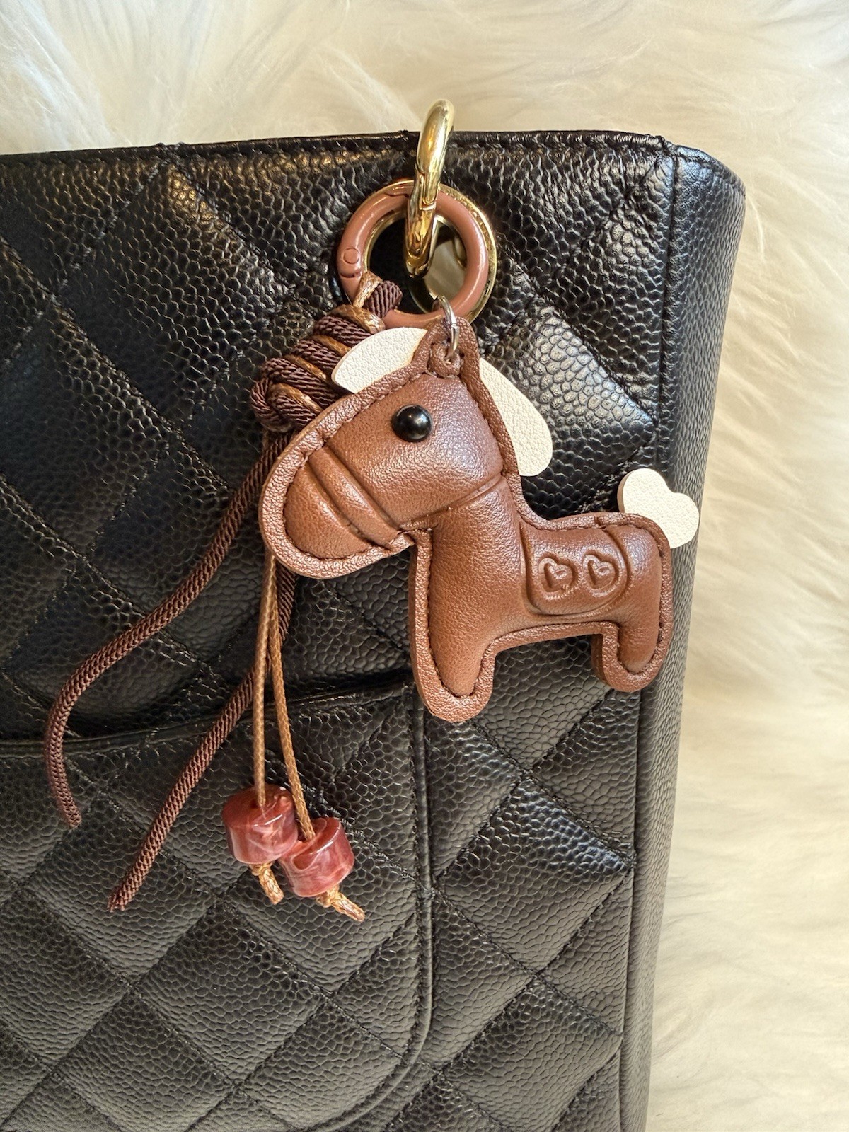 leather Horse Keychain bag charm Brown handmade gift new