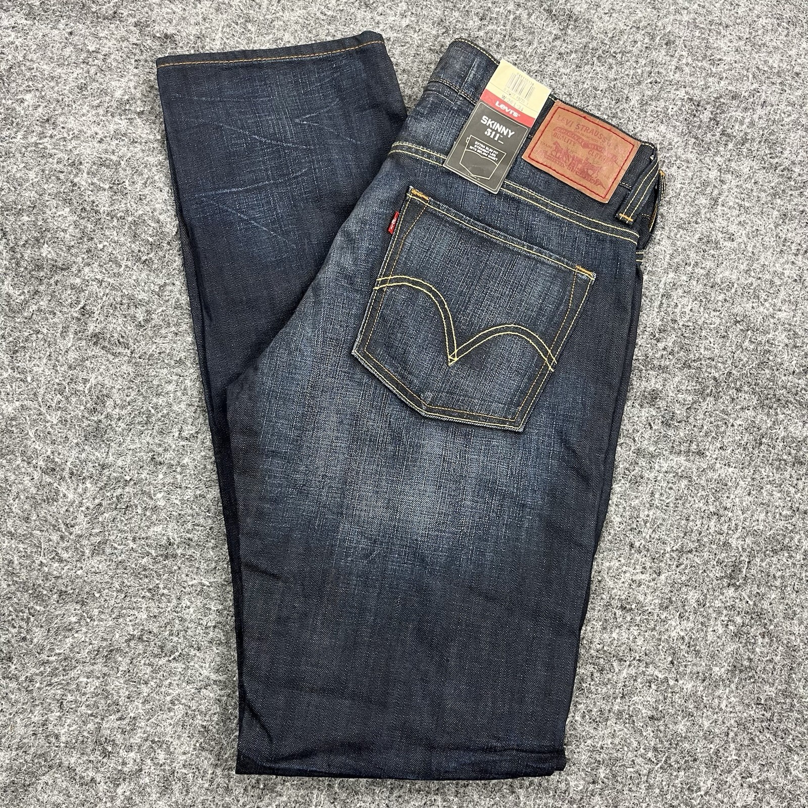 Levis 511 Skinny Jeans Mens 36×34 Blue Denim Slim Straight Leg Red Tab