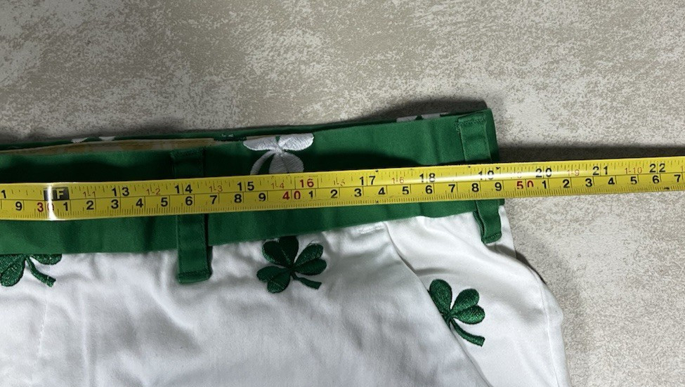 Loudmouth Green White Shamrock Golf Shorts Size 38 1395