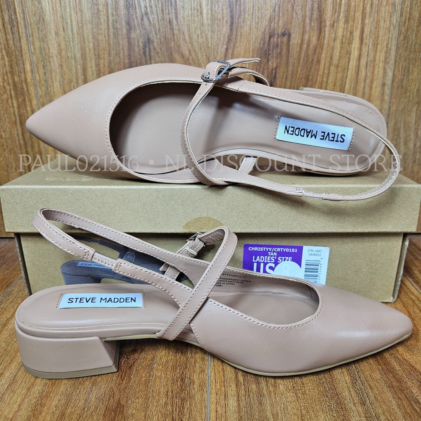 STEVE MADDEN Women’s Christy Leather Slingback Flats ~ Tan ~ Various Sizes