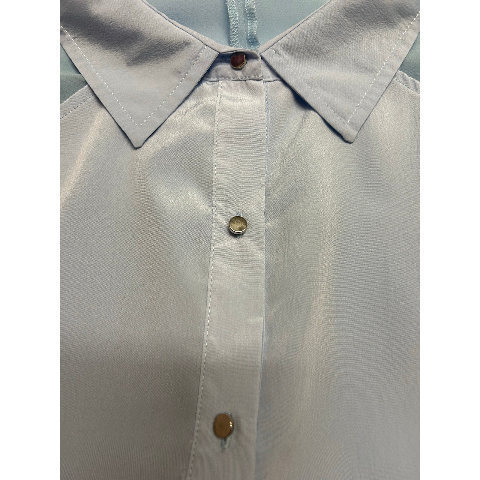 Kenneth Cole New York Light Blue Sleeveless Chiffon Blouse High Low Hem L