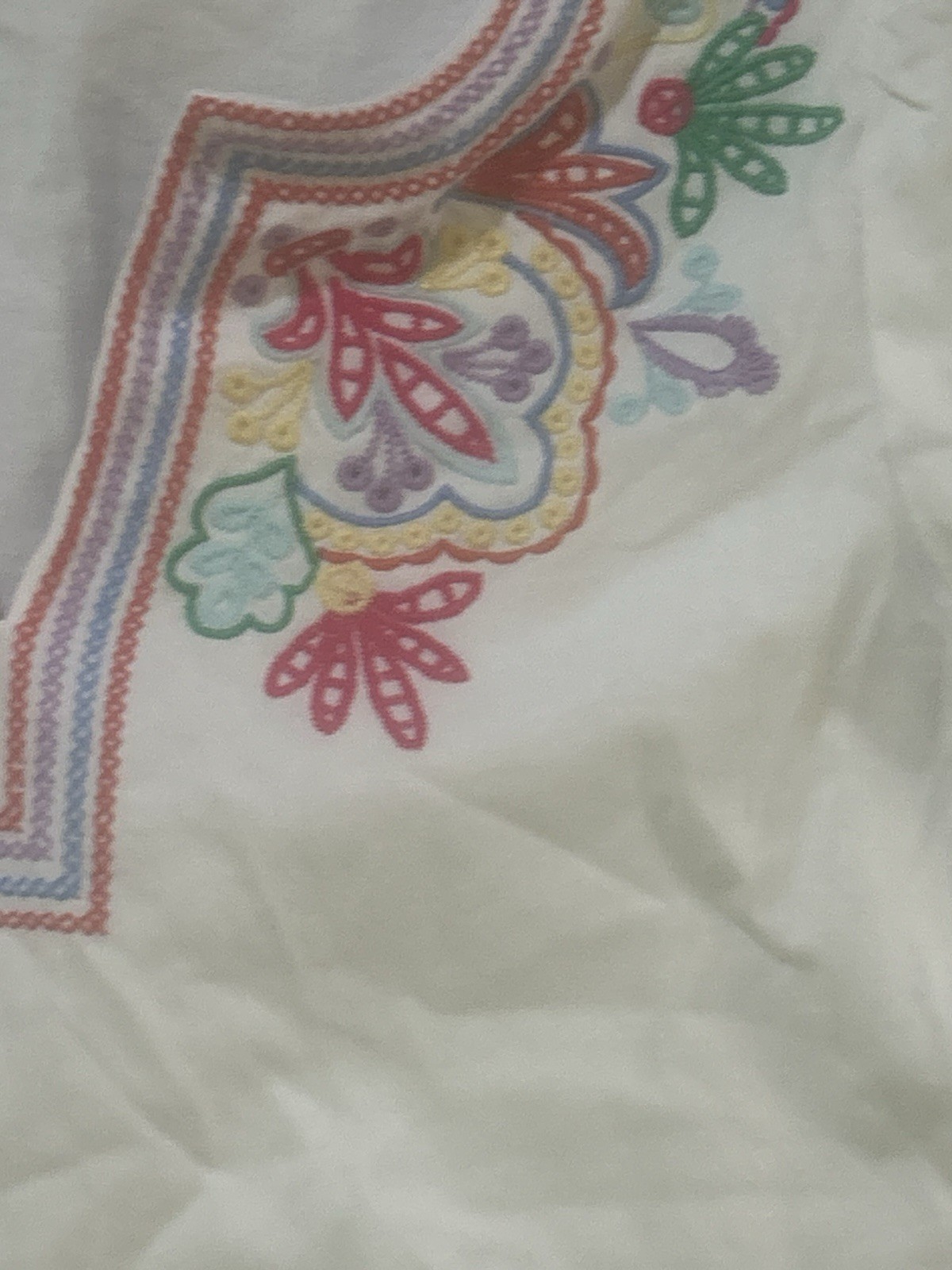 Talbots Short Sleeve Embroidered V-Neck 100% Cotton White Blouse Women’s Size S