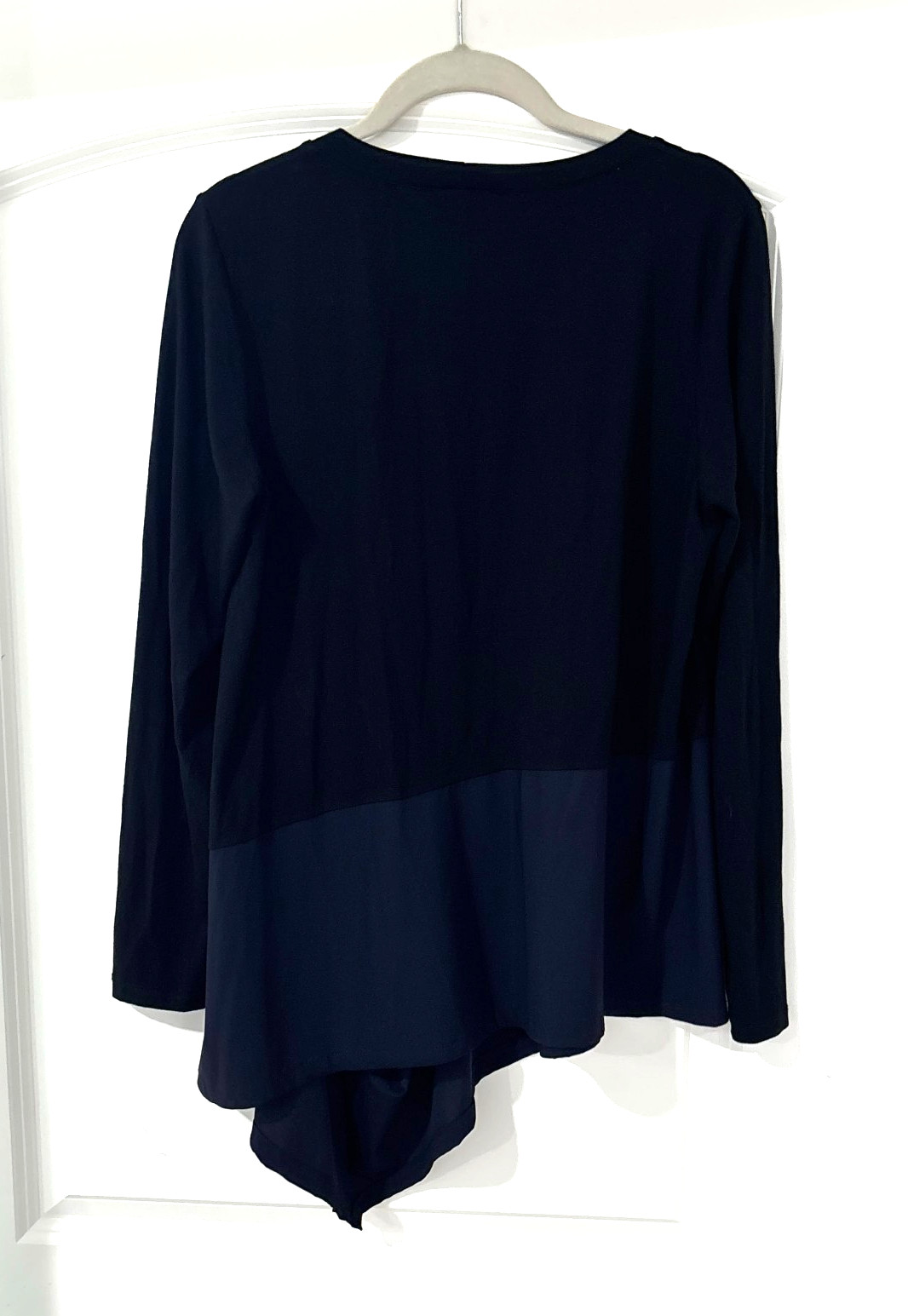 Alembika Tunic Top Size 3 Medium Black Blue Asymmetrical Lagenlook Pocket