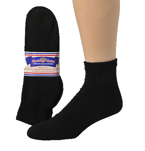 12 Pairs Womens Physicians Choice VENTILATED Cotton Diabetic Ankle Socks US Made