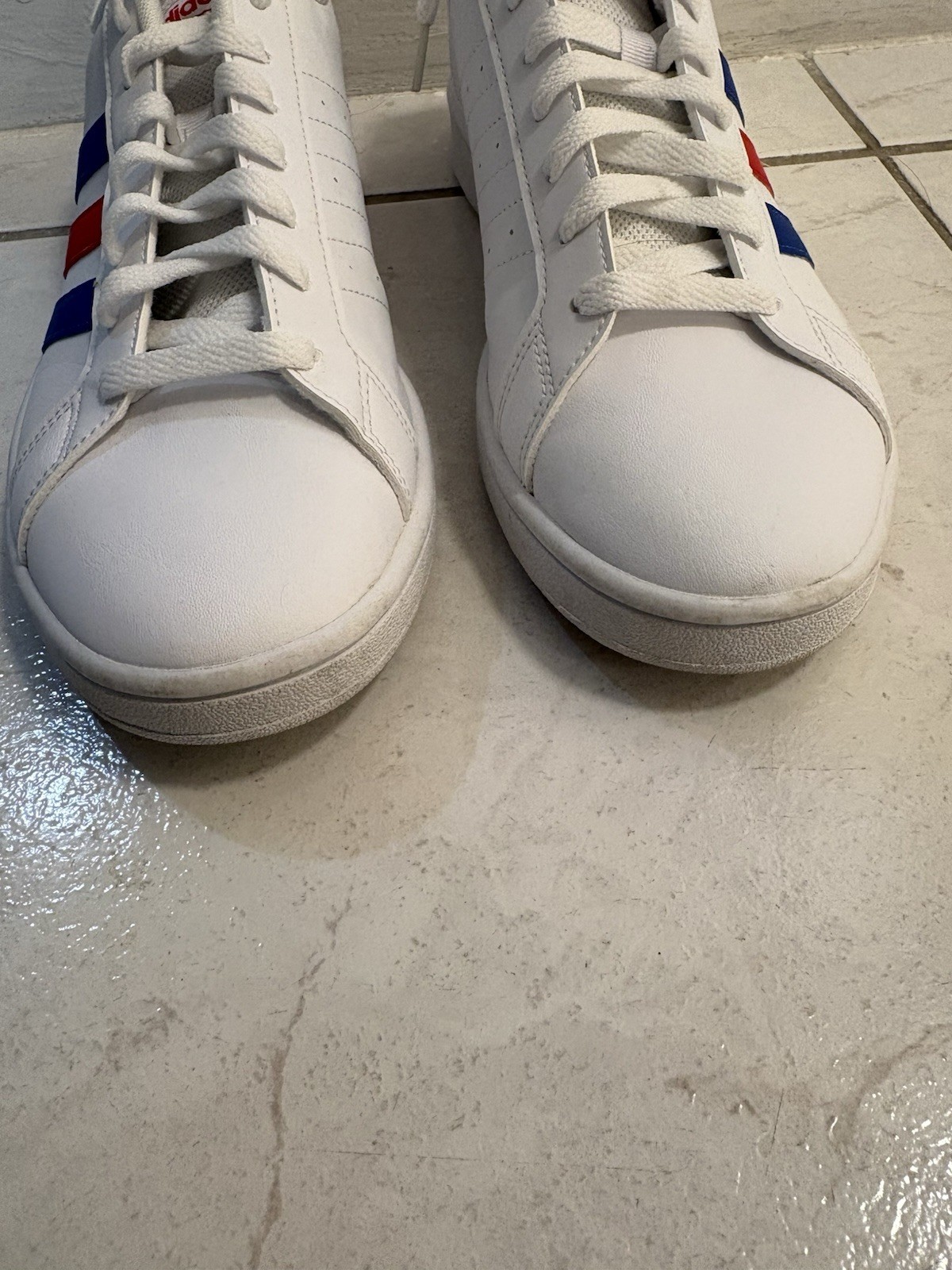 Men’s Adidas Grand Court Base White Leather Sneakers (9.5)
