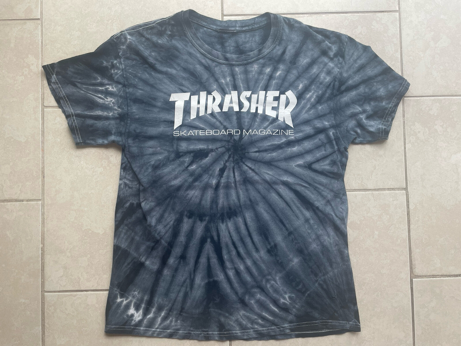 Y2K Thrasher Magazine Shirt Adult L Gray Tie Dye Skate Vintage Skateboarding