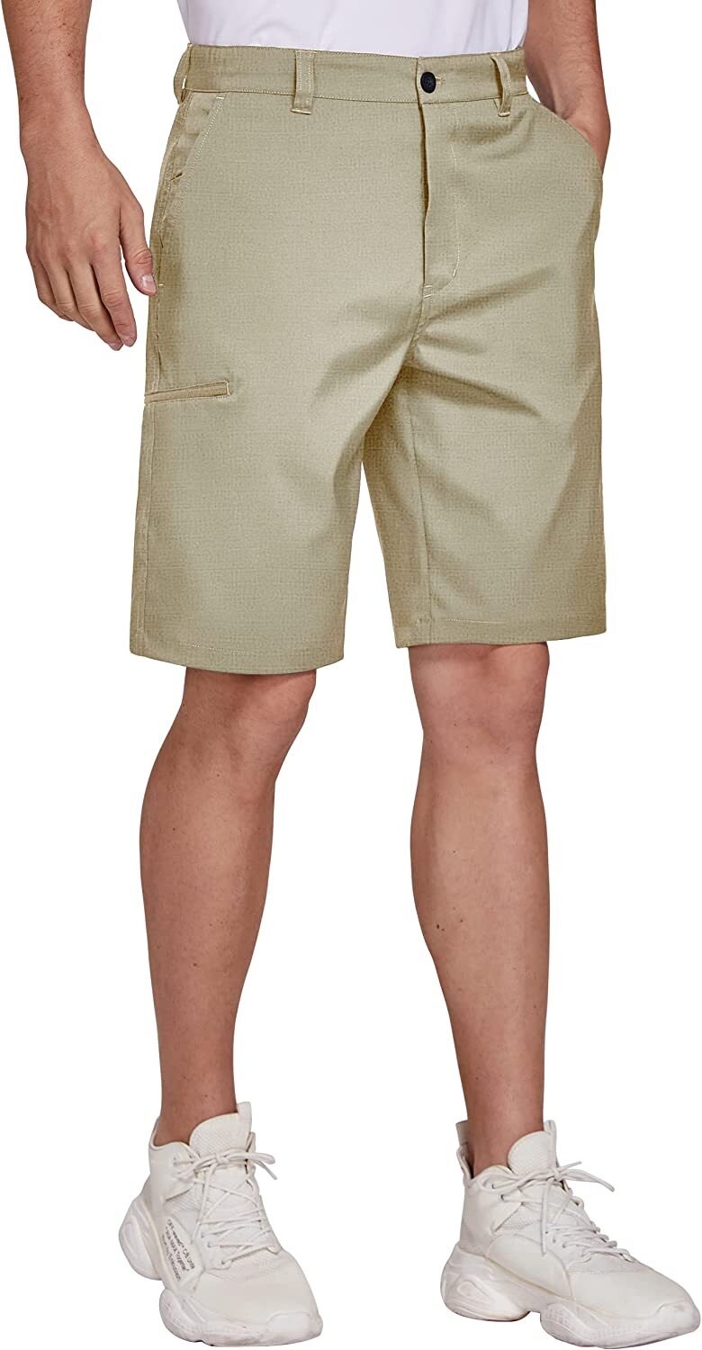 Men’s Golf Shorts Stretch Chino Lightweight Quick Dry Flat Front Work Half Pants