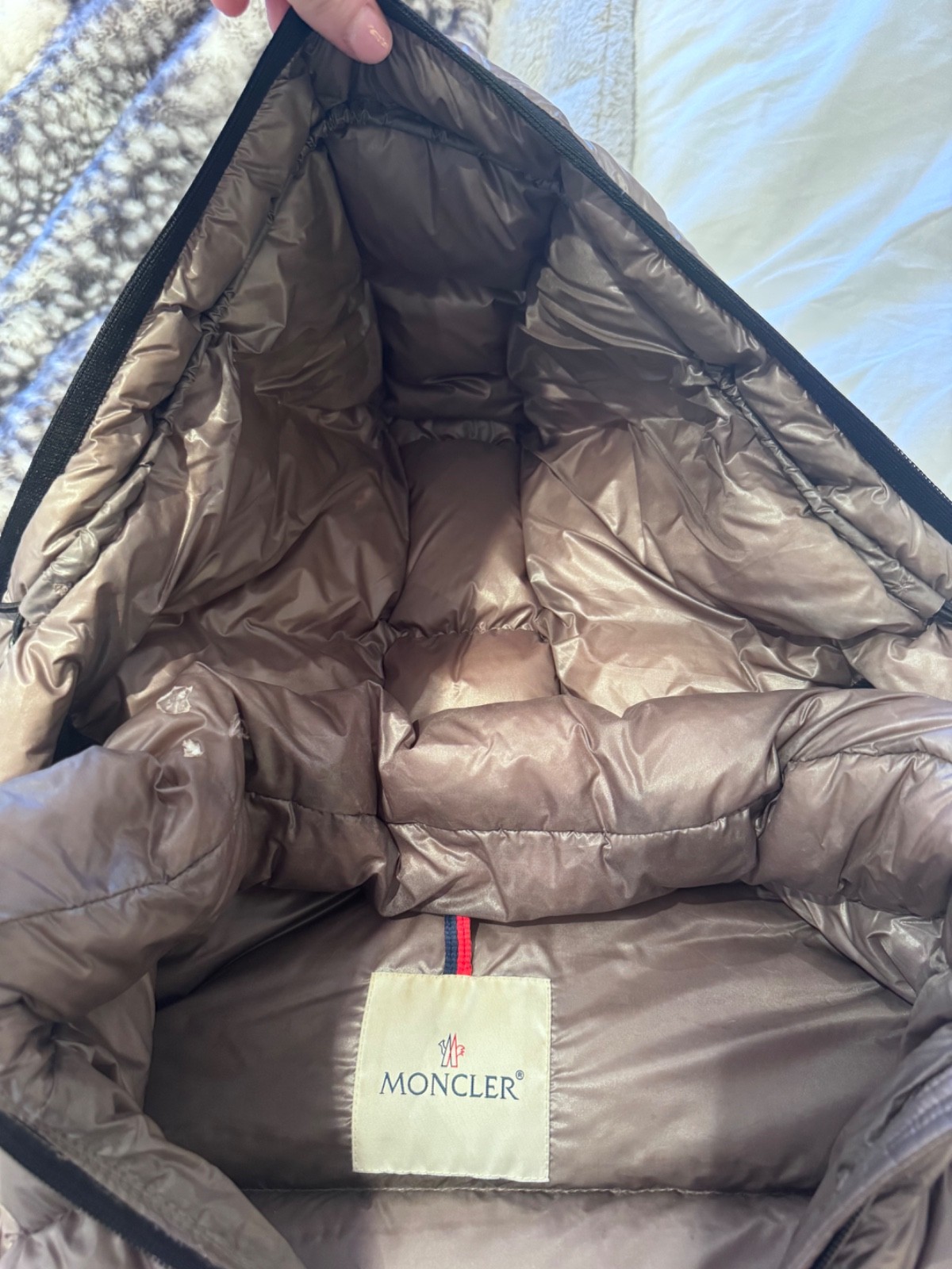 moncler beige/brown womens puffer jacket