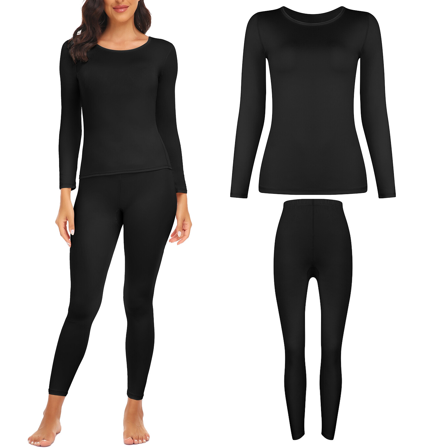 Women Ultra Soft Long Johns Set Thermal Base Layer Top + Bottom Underwear Set