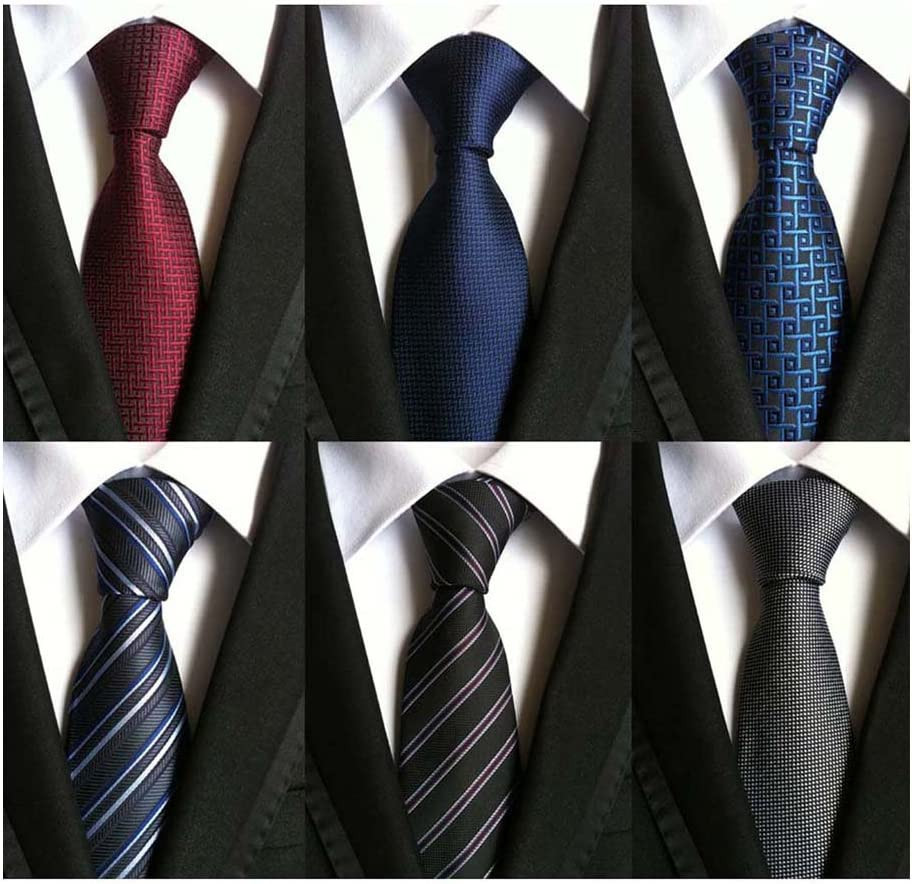 WeiShang 6 Classic Men’s Silk Neckties Woven JACQUARD Assorted Colors/Patterns