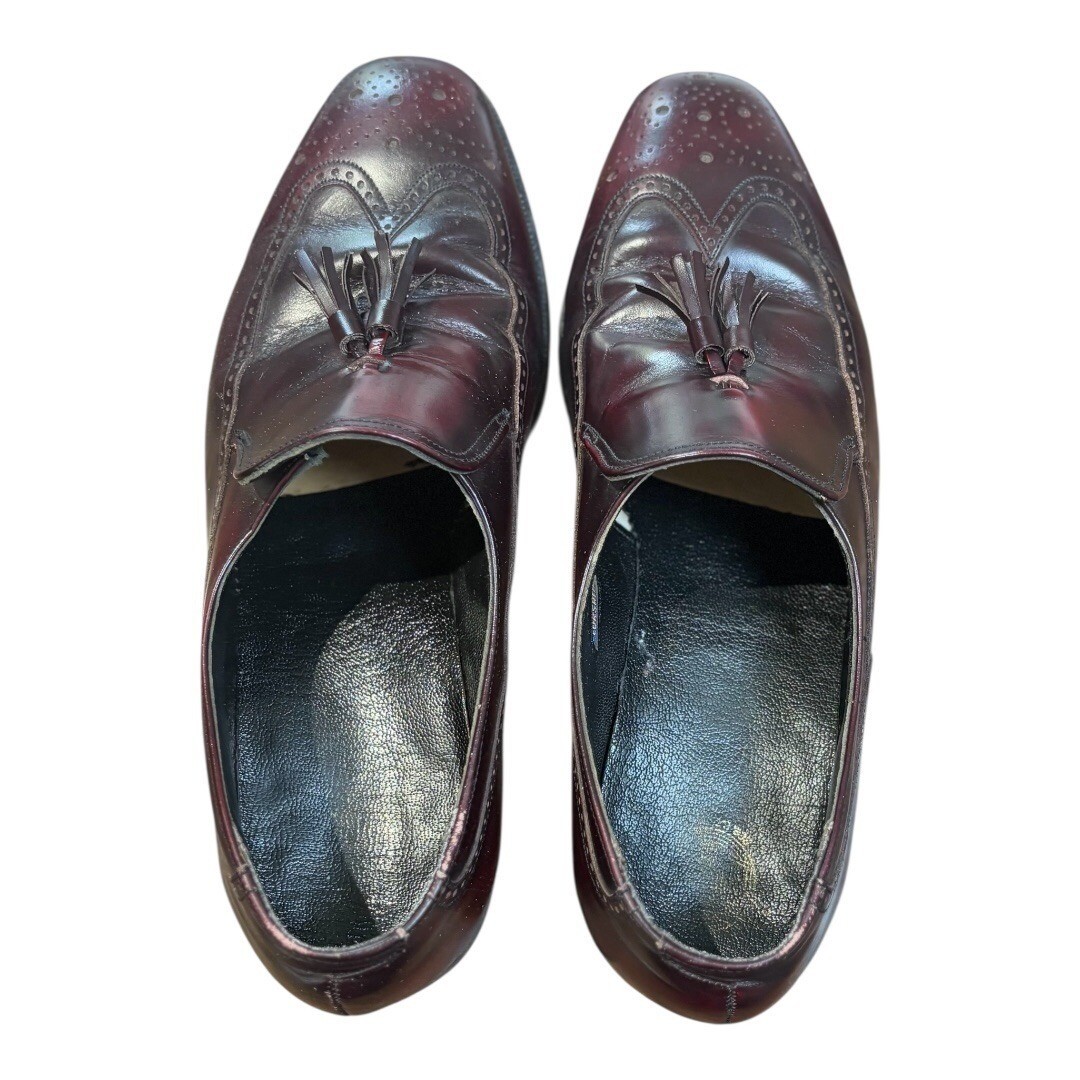 Florsheim Tassel Wingtip Loafers Men 9.5 D Burgundy Leather Brogue Slip On Shoes