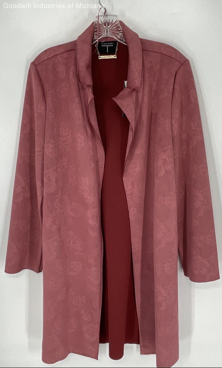 Tahari NWT Women’s Embossed Floral/Dusty Mauve Trench Coat Sz M