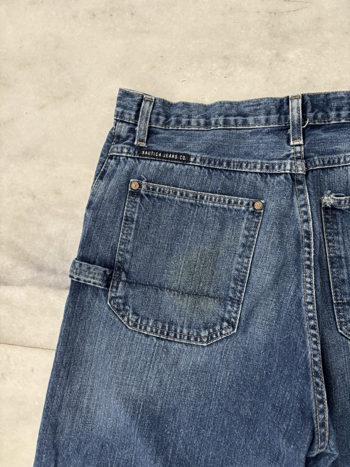 90s Nautica Jeans Cargo Pocket Baggy Blue Skater Men 33X34 Grunge Skater Hip Hop