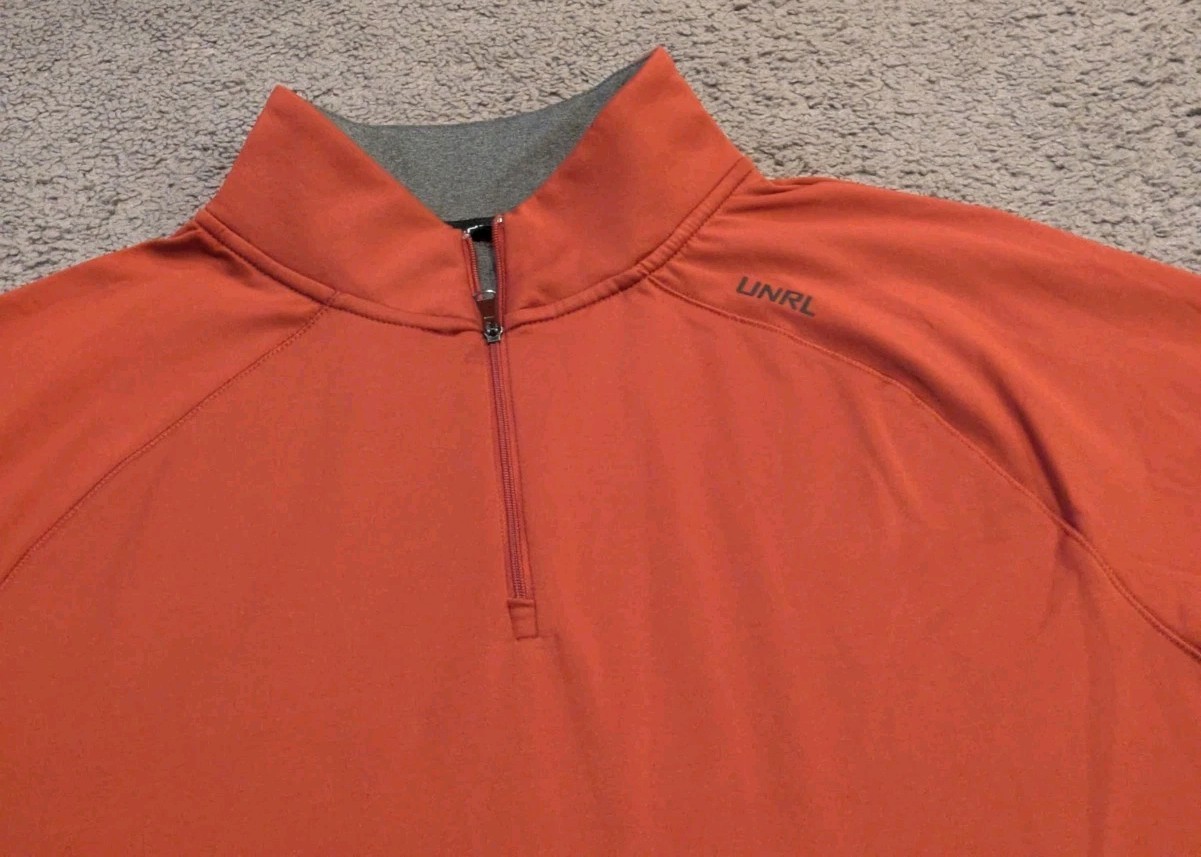 UNRL Interlock 1/4 Zip Canyon Orange Pullover Men’s Large