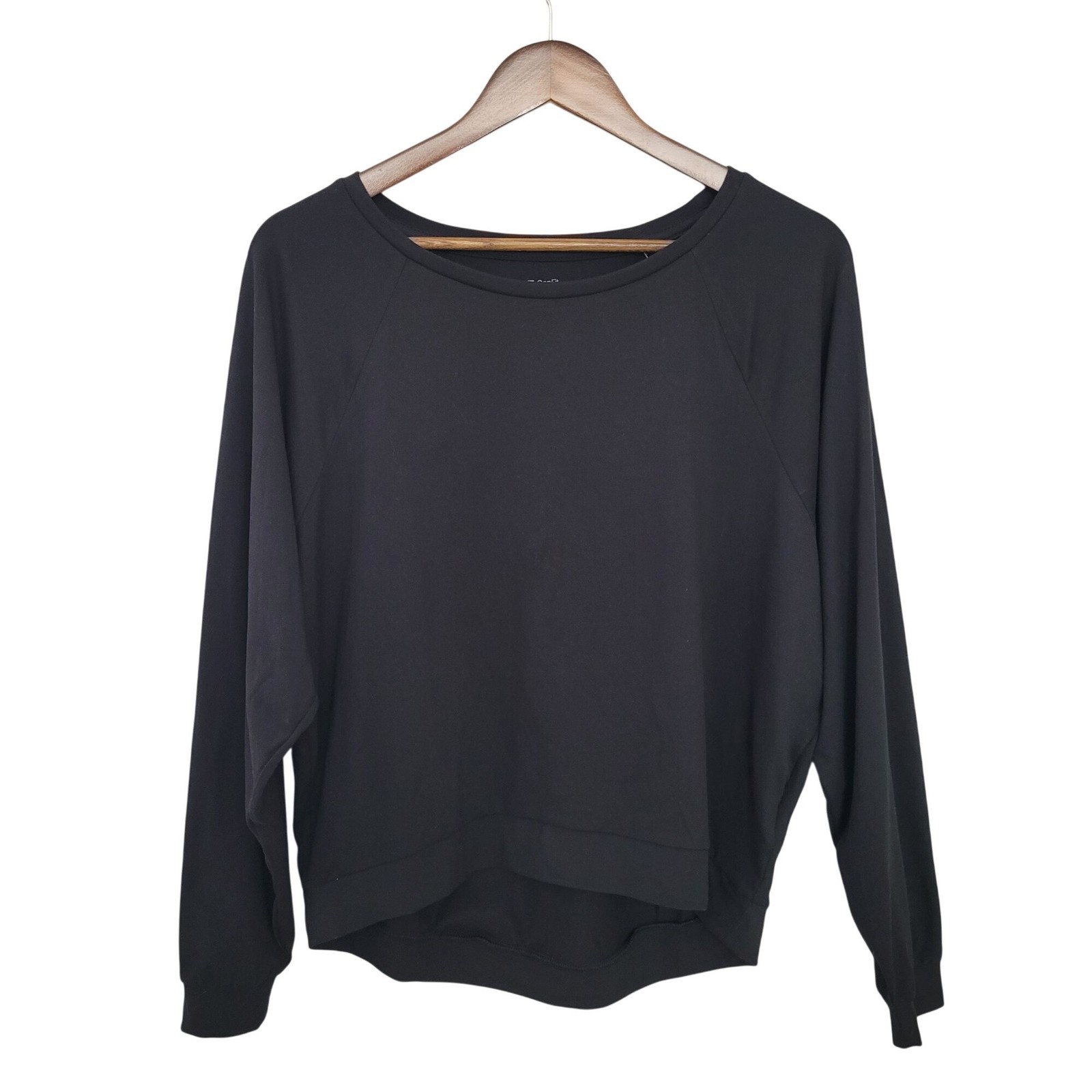 GapFit Brushed Jersey Hi-Low Sweatshirt Womens Size XS Black Casual NWT