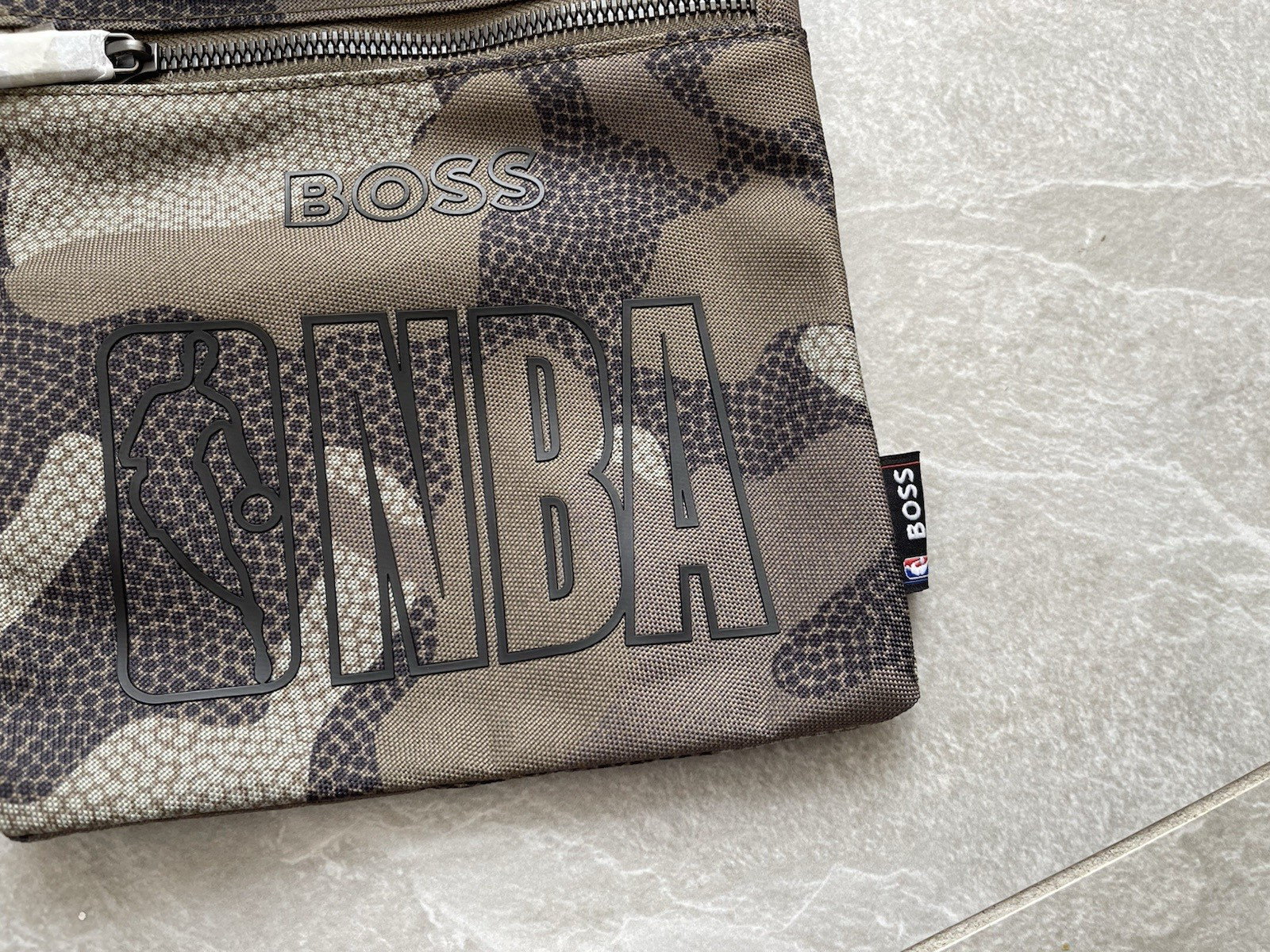 NEW BOSS X NBA ENVELOPE BAG LOGO EMBOSSED GREEN CAMO CROSSBODY 8.75” x 7.5”