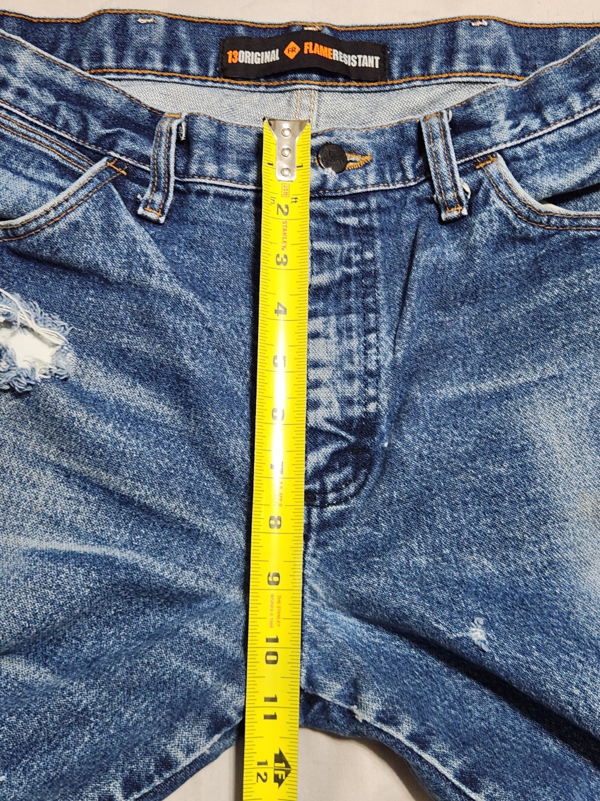 Wrangler FR 13MWZ Flame Resistant Original Fit Jeans 32×30 Distressed