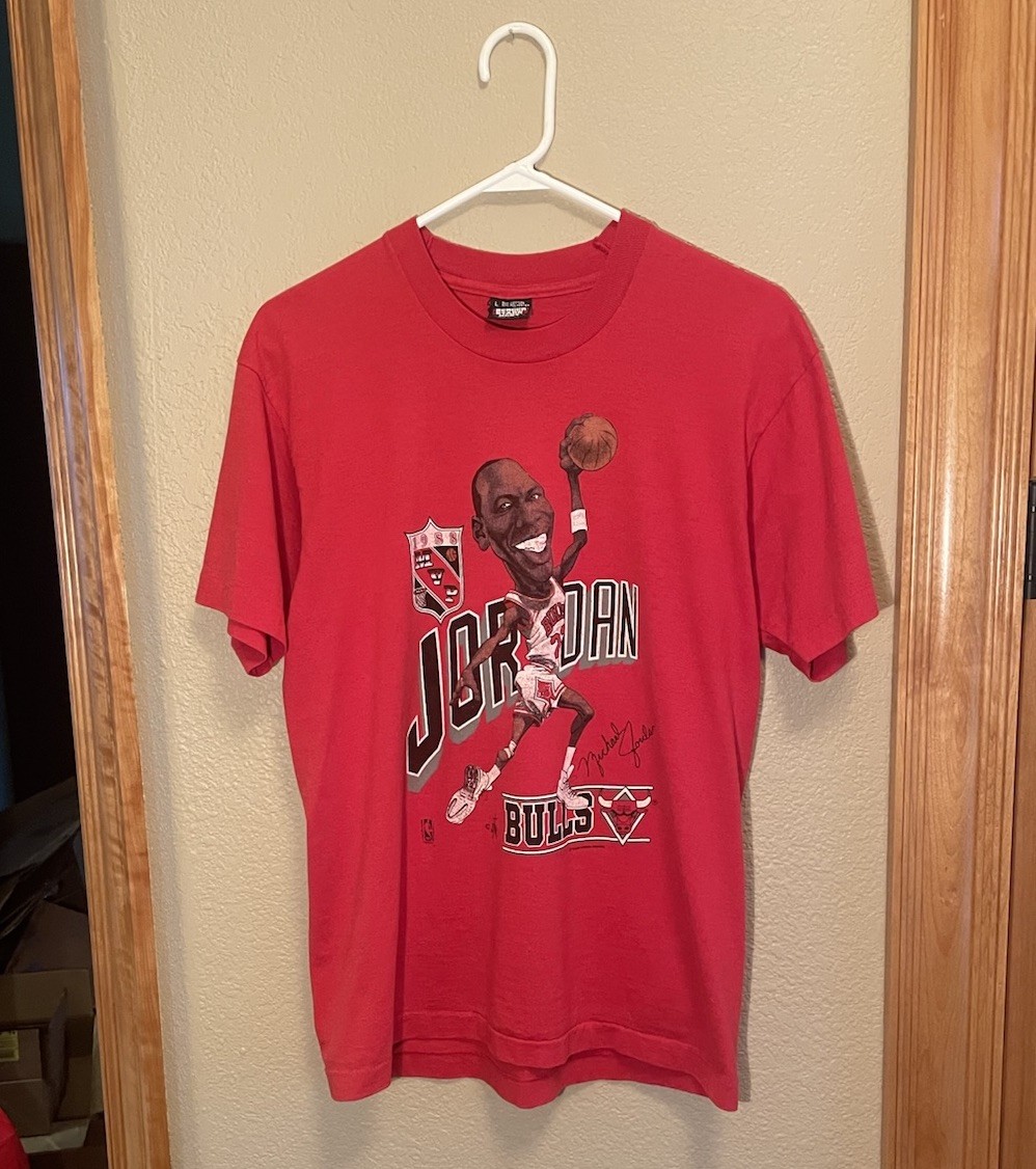VTG 80s Salem Sportswear Michael Jordan ‘88 MVP Caricature Graphic T Shirt Sz L