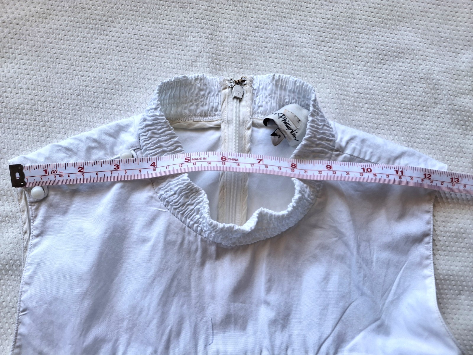3.1Phillip Lim White Cotton Drop Waist Ruffle Midi Dress Sleeveless High Neck XS