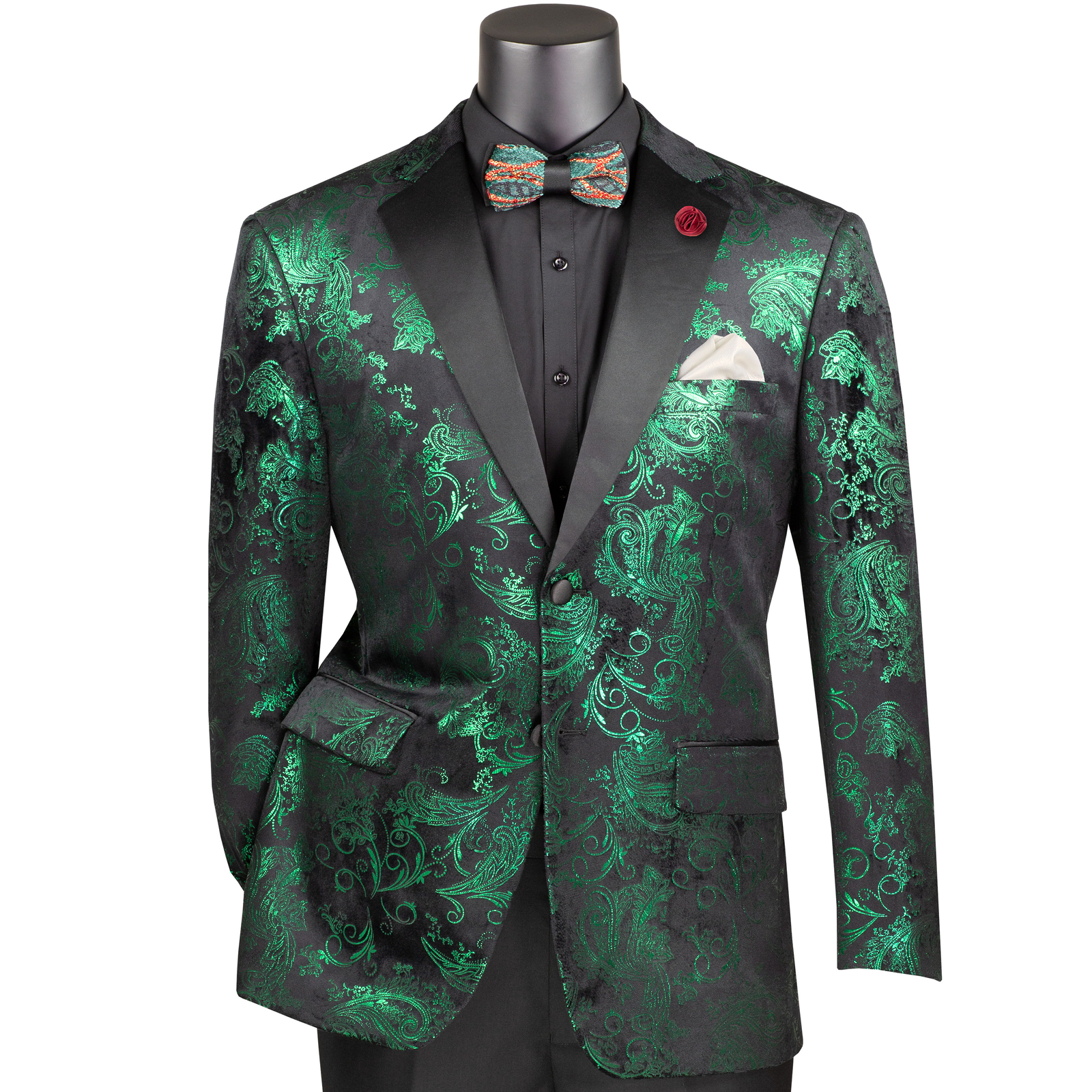 VINCI Men’s Paisley Embossed Tuxedo Dinner Jacket XS-5XL, Multiple Colors – NEW