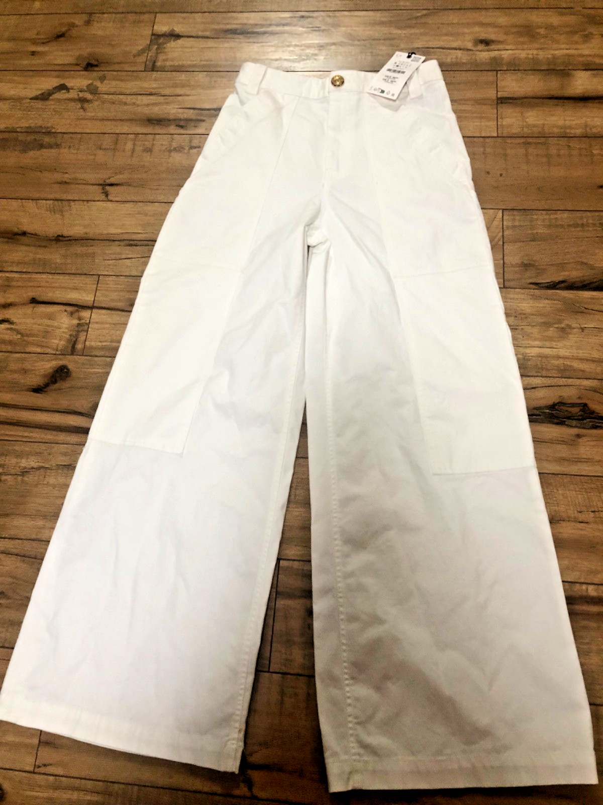 NWT Zara Size 6 Womens White Carpenter Style Jeans 30″ inseam