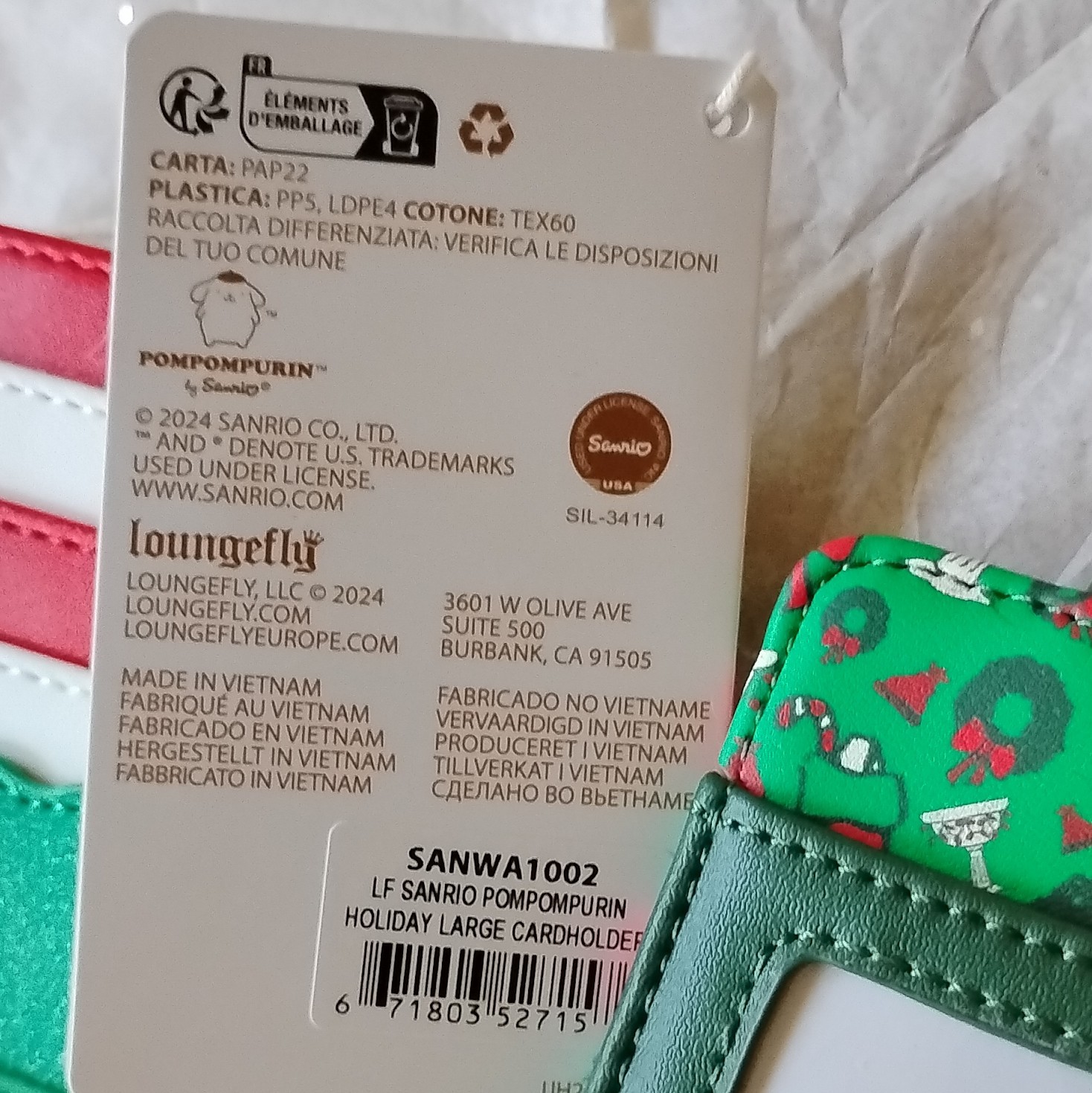 Loungefly Pompompurin Snoopy Woodstock Holiday Zipper Cardholder ID Holder