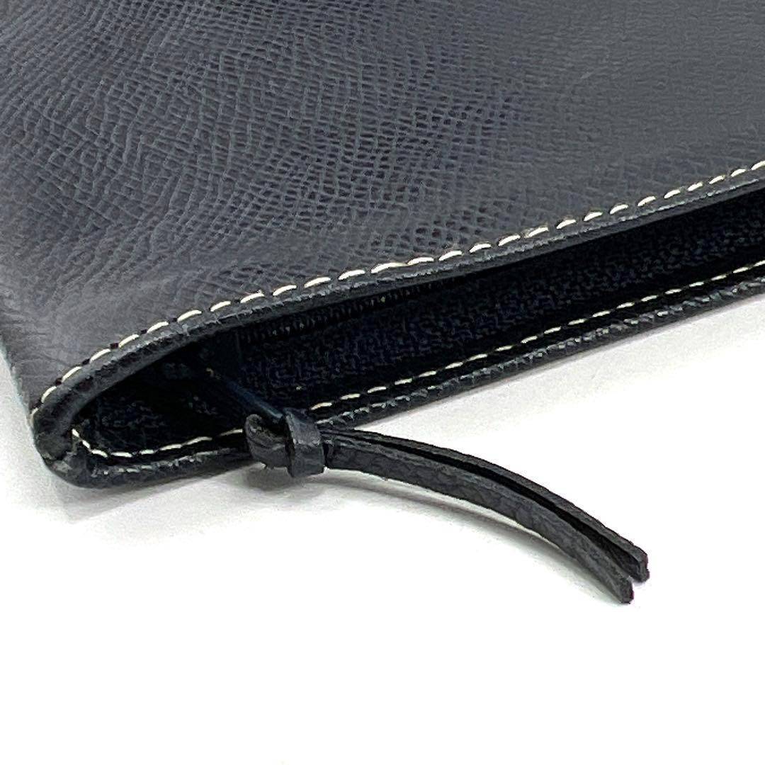 LOEWE Vintage Leather Pouch Women Pre-Owned Anagram Logo Navy
