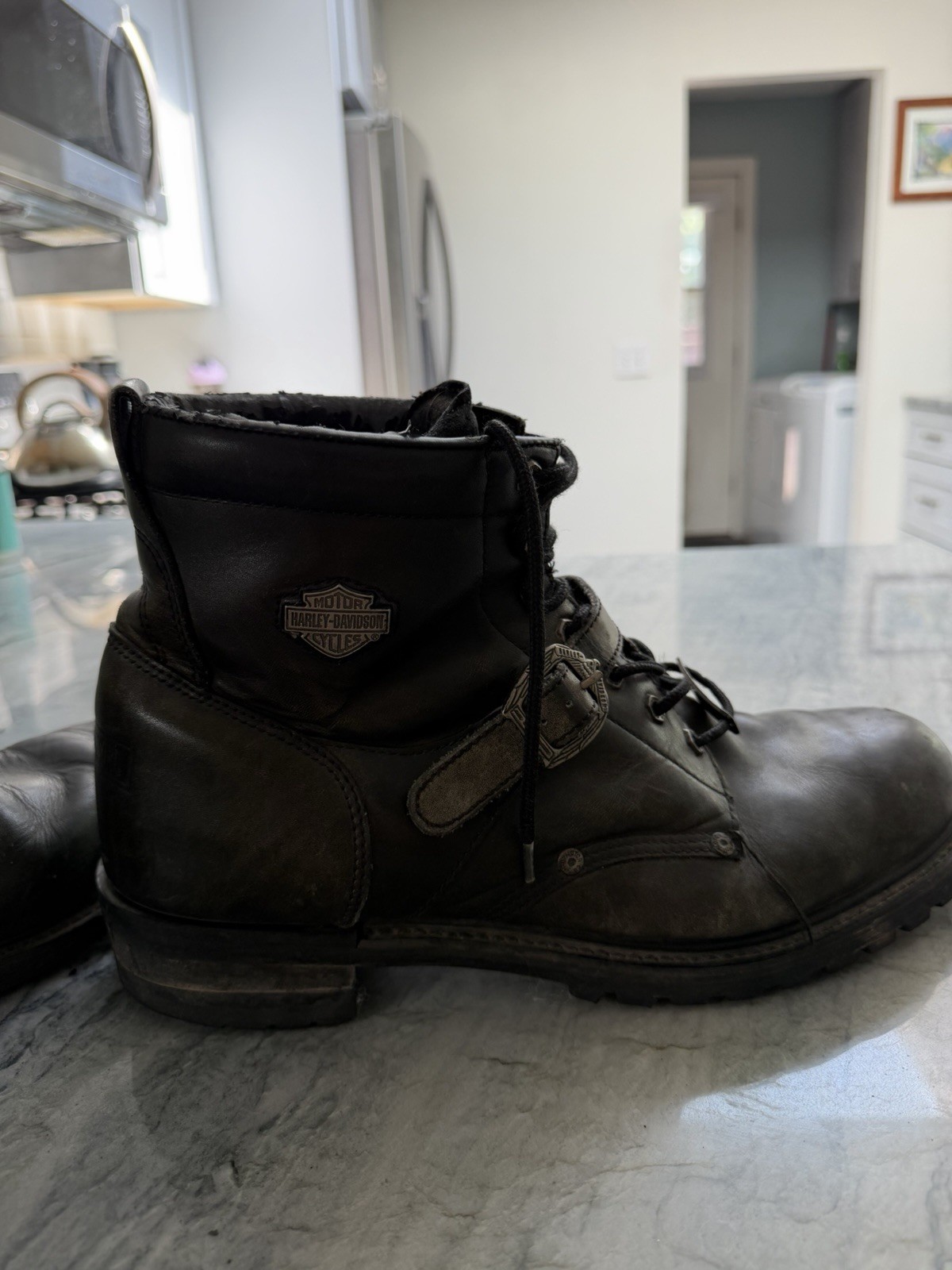 Harley Davidson Stealth Motorcycle Boots Patch Lace Black Riding 91642 Men Sz 15