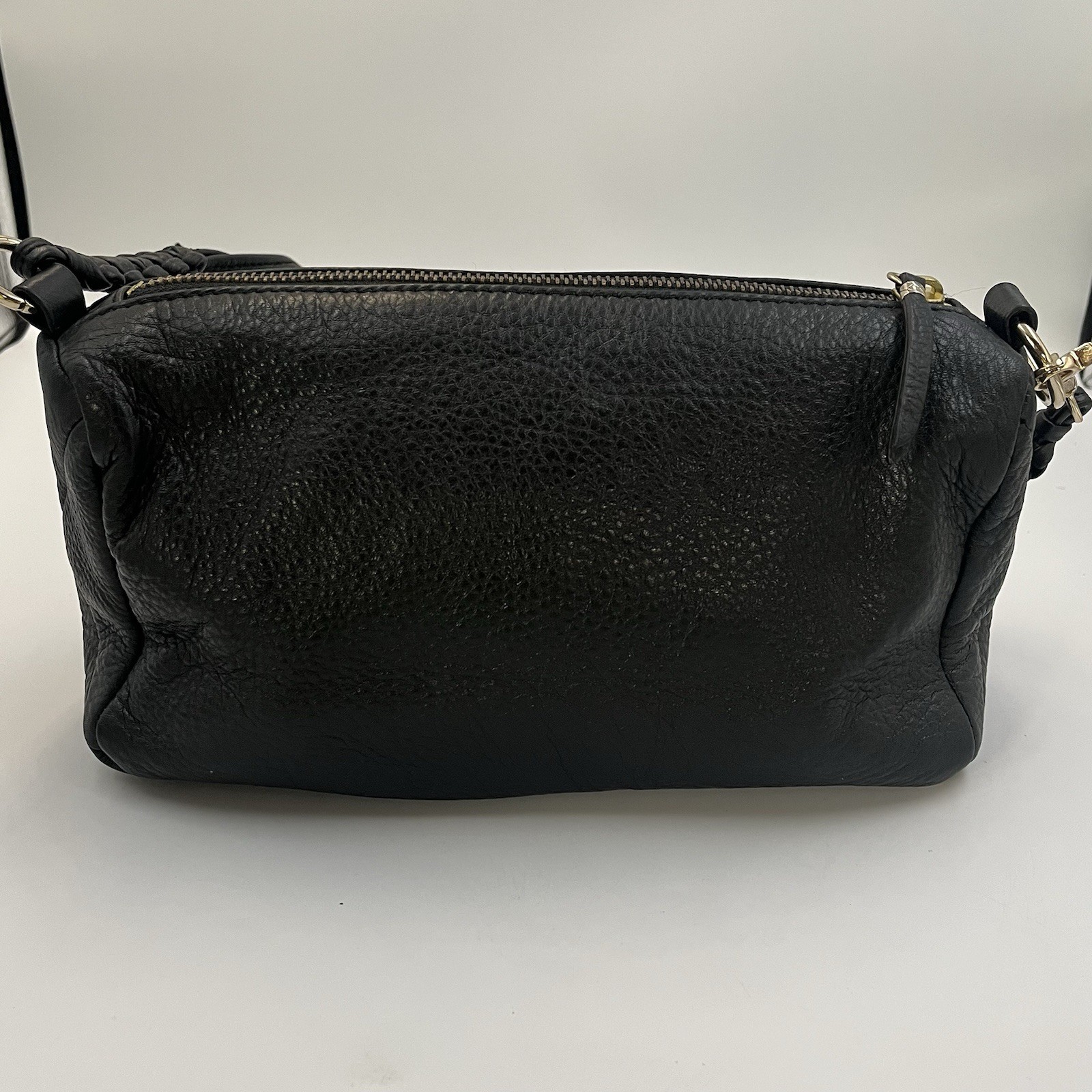 Elliott Lucca Purse Mari Black Leather Gold Trim Shoulder Handbag / Purse
