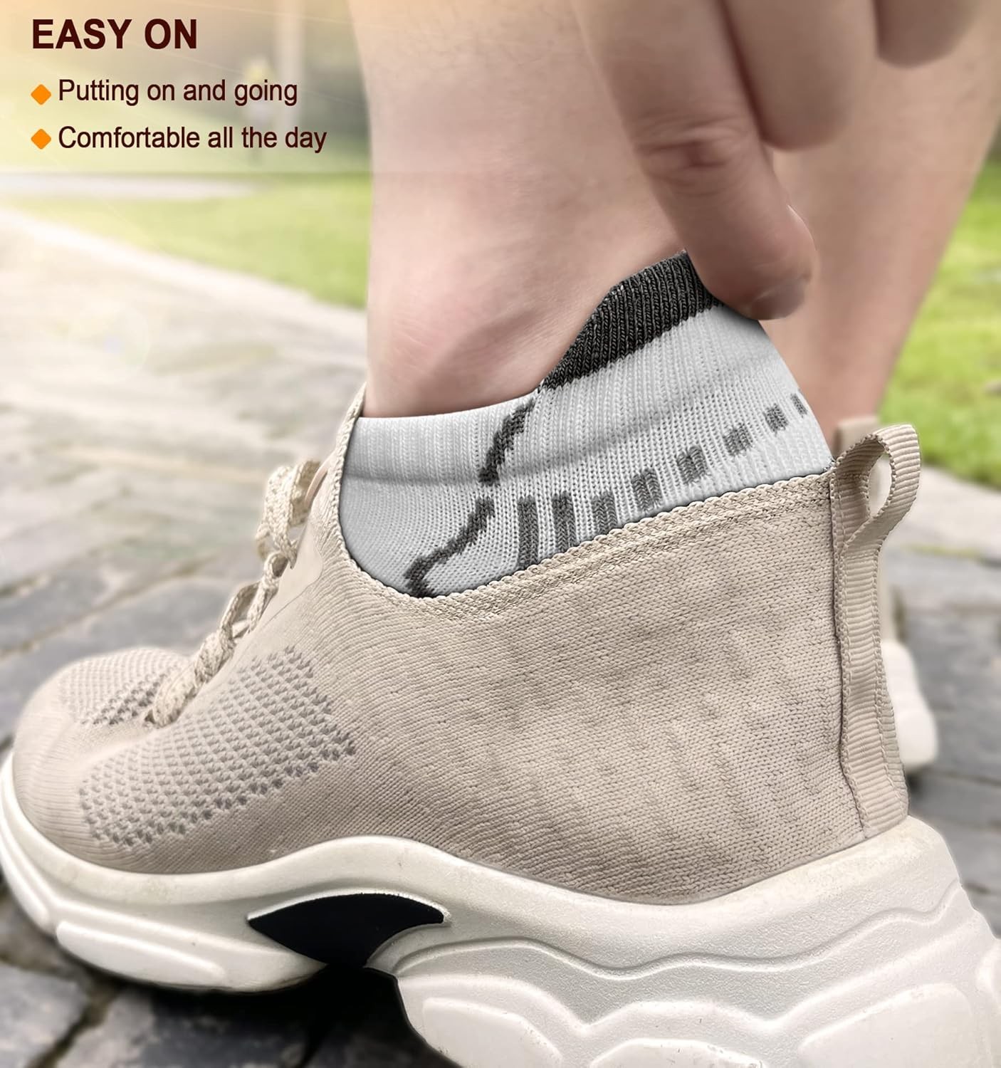 BULLIANT Men Running Socks 6Pairs-Ankle 13-15, 6pairs-white/Black Gray3100