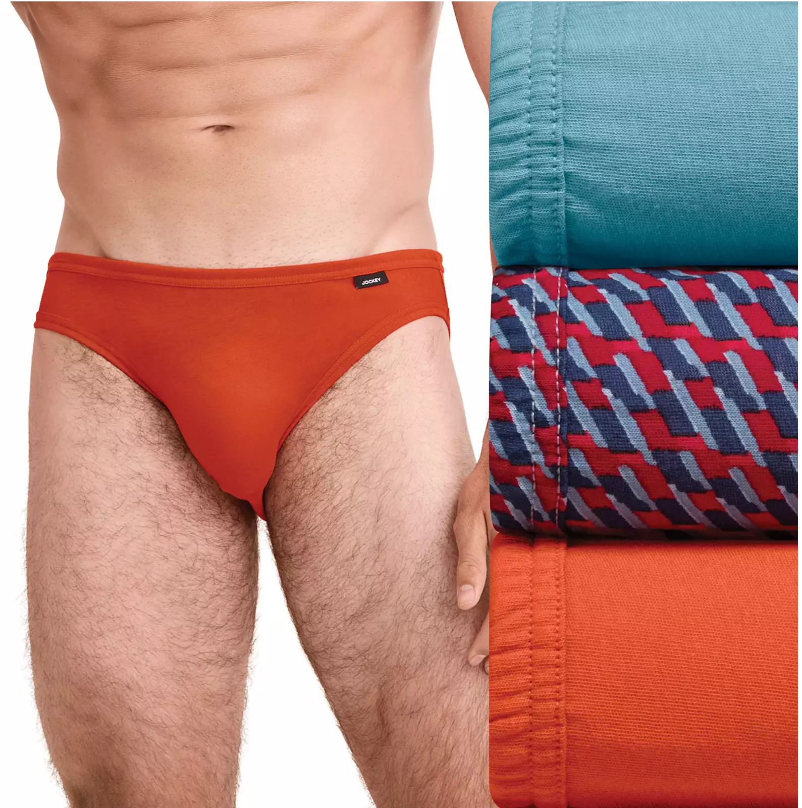 New Men’s Jockey 3-Pack Bikini Briefs Underwear 100% Cotton (Autumn Geo)