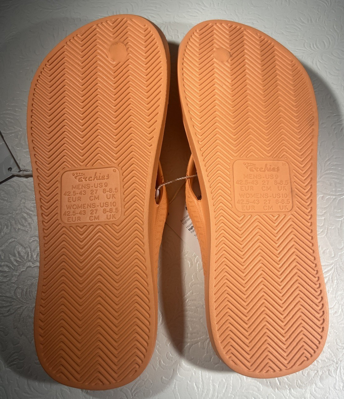 Archies Arch Support Flip Flops Orange Women’s Size 10 Brand New