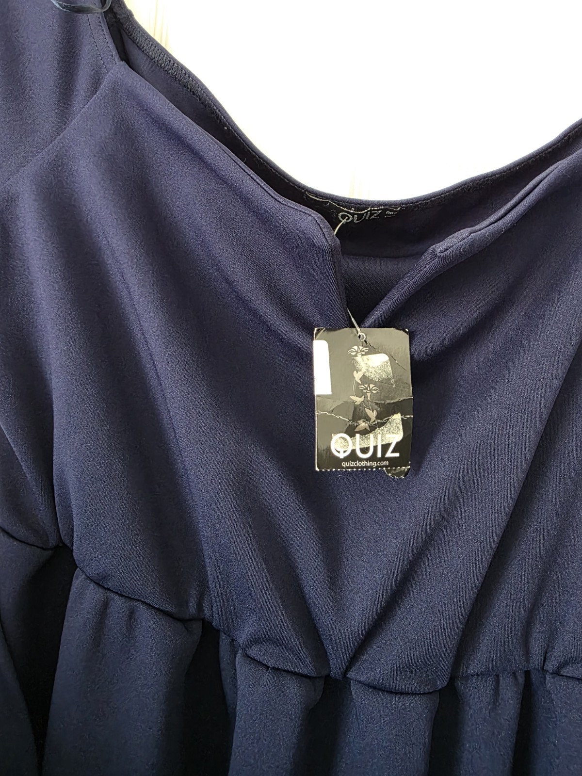 BNWT Quiz Size 22 Navy Blue Dress Tulip Faux Wrap Bardot Neckline Wedding Party