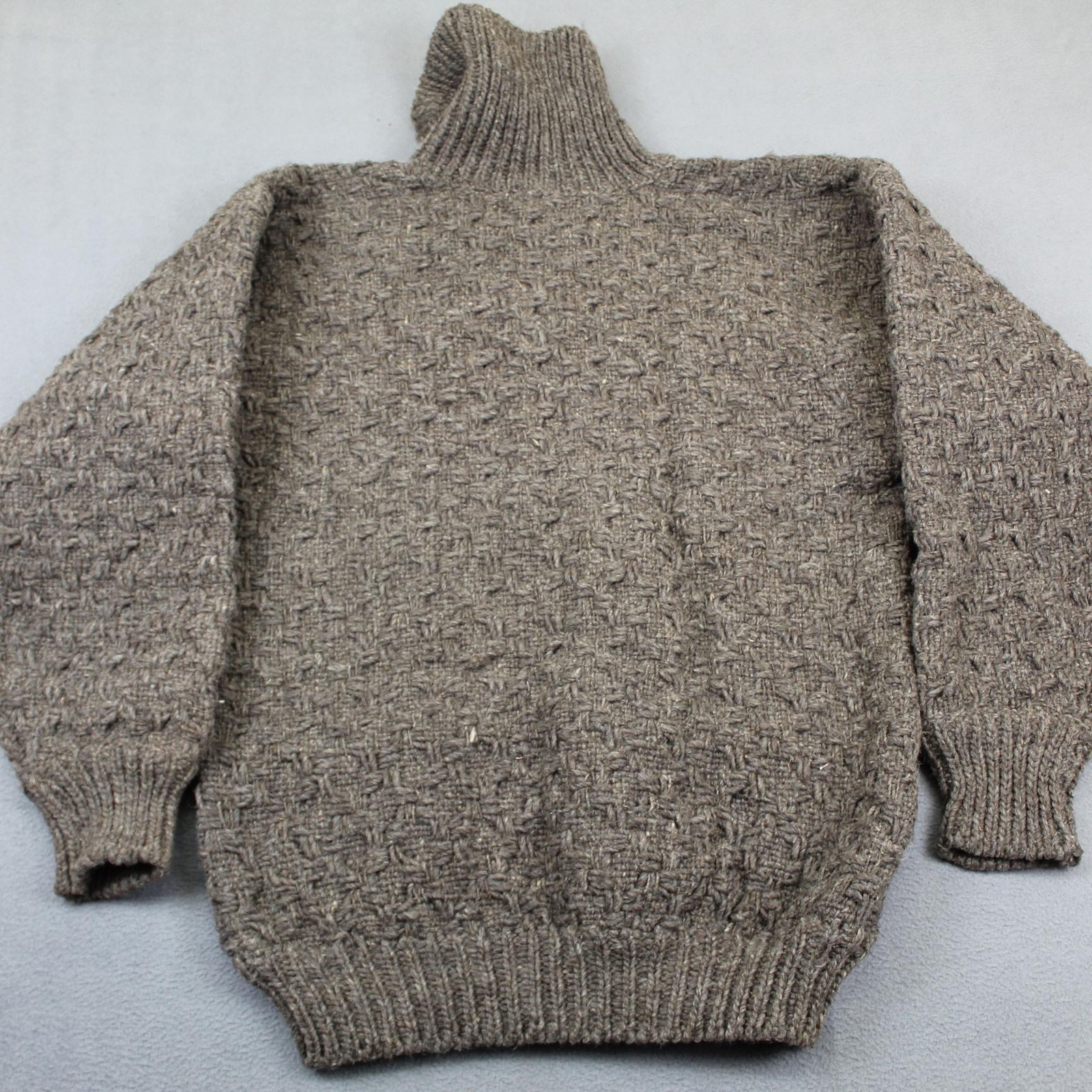 Tejidos Sweater Mens Large Brown Chunky Knit High Neck Heavy Wool Pullover Andes