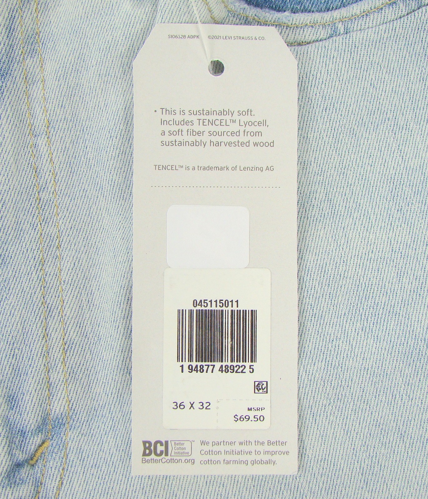NEW Levis 511 Men’s Jeans Slim Fit Size 36×32 BLEACH LIGHT BLUE – FREE SHIPPING