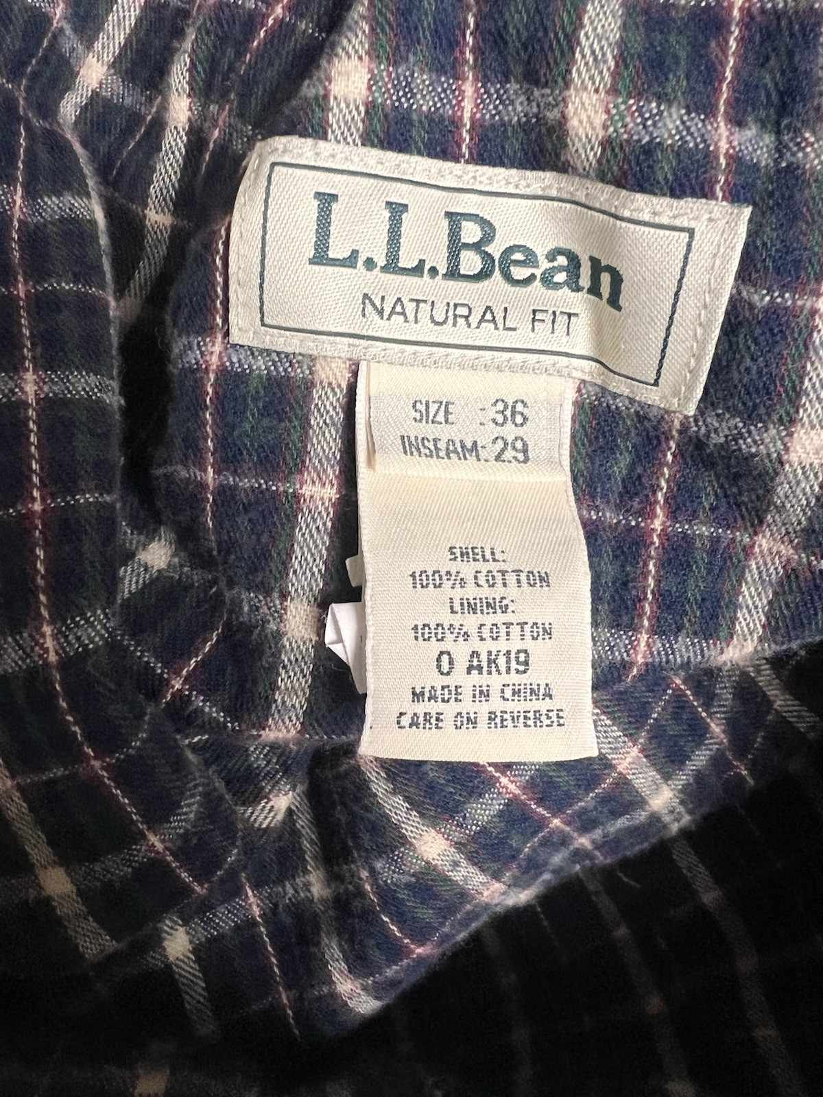 L. L. Bean Flannel Lined Khaki Pants Mens36X29 Beige Natural Fit Chino 0Ak19