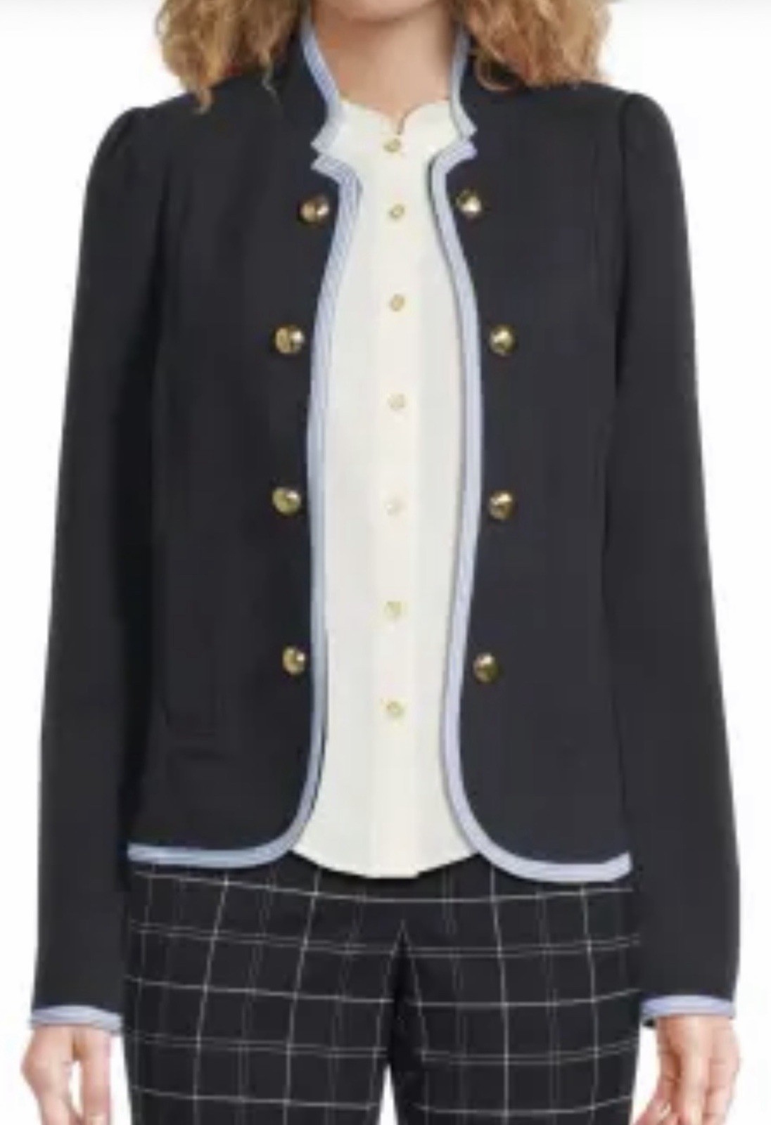 Tommy Hilfiger Women’s M Blue Collared Button Front Short Jacket Long Sleeve