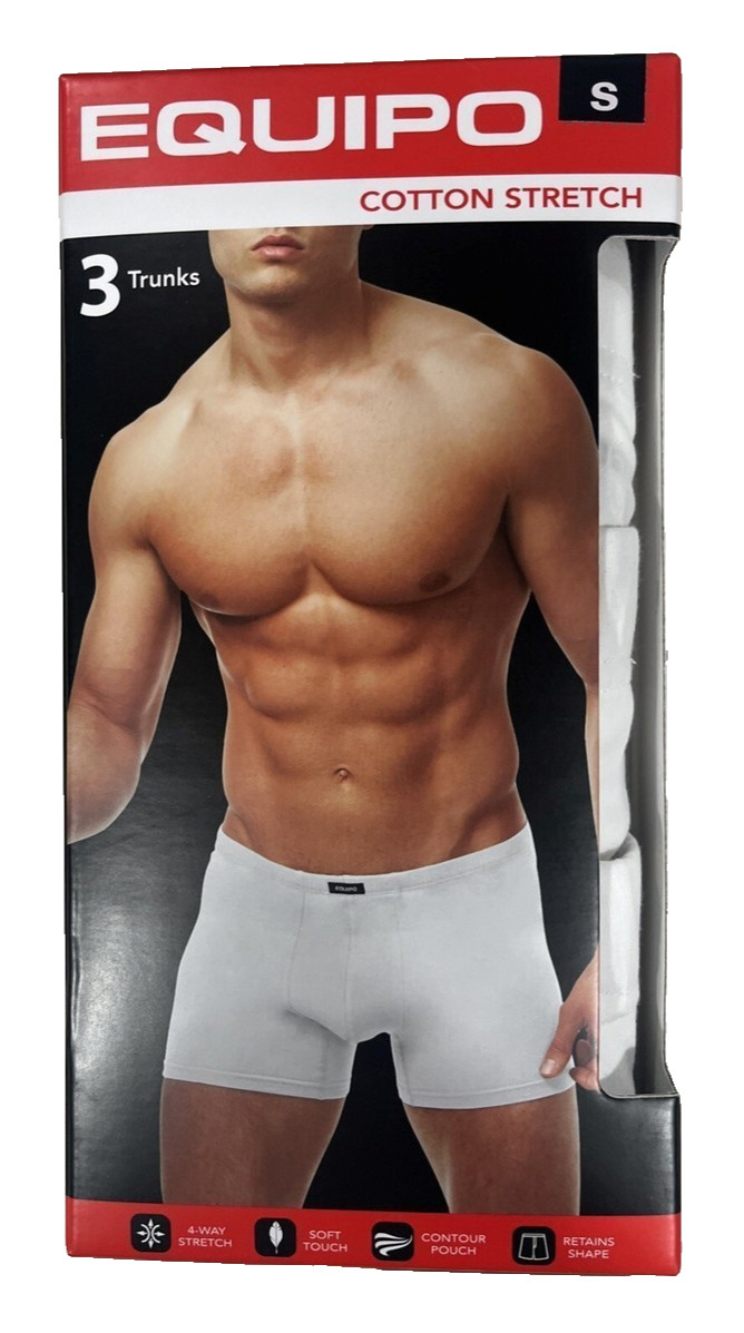 NIB Equipo 3-pack 810504 Men’s White 3.75″ Inseam Trunks S 28-30