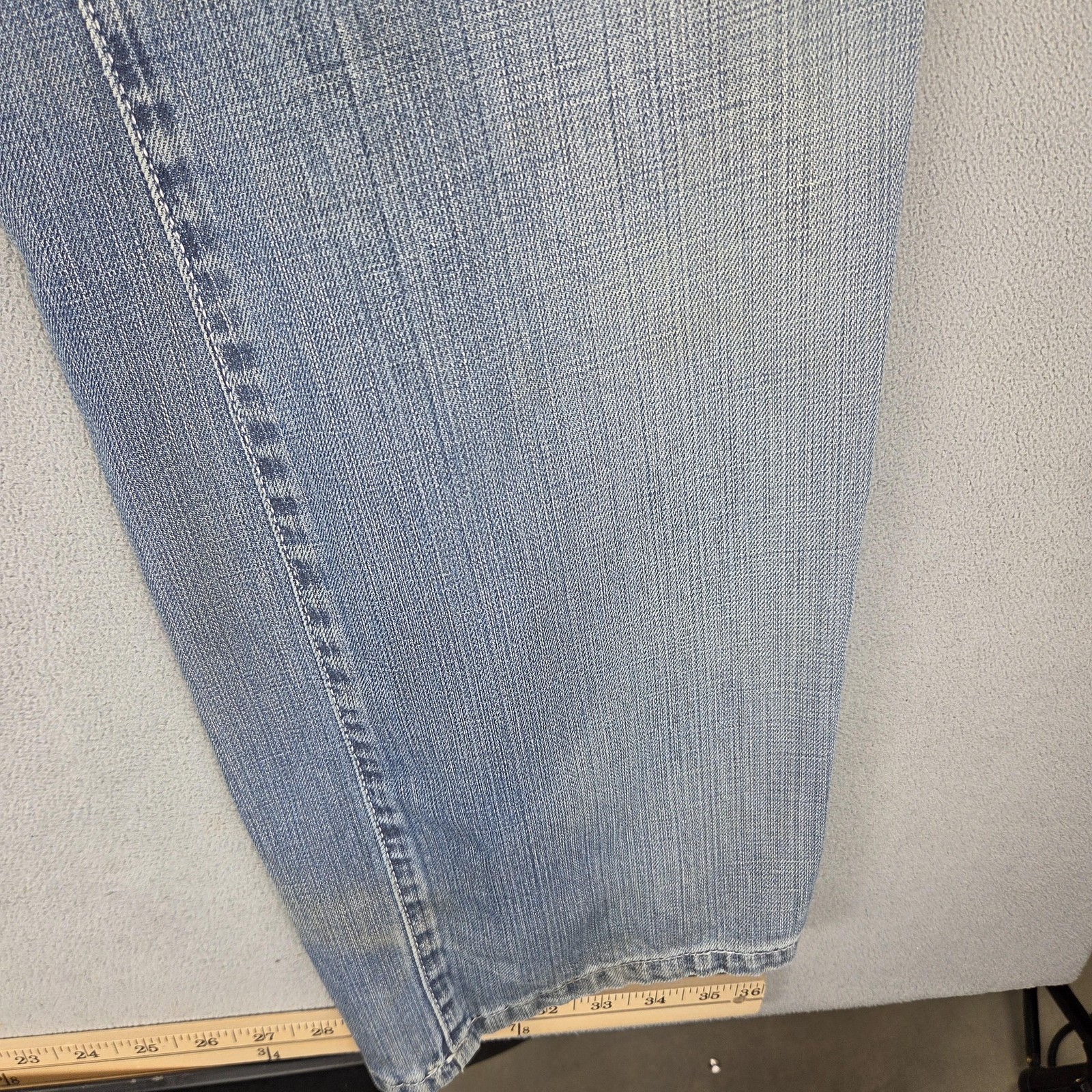 VTG Levis Engineered Jeans Mens Blue Twisted Button Fly Altered Hem Fits 34×32
