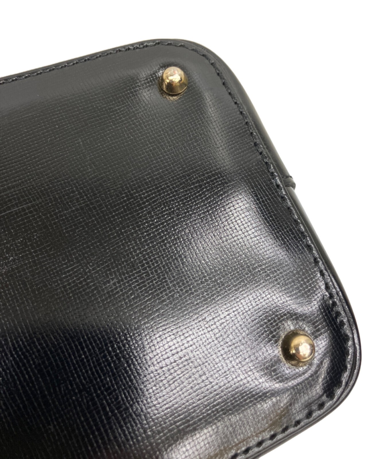 Gianni Versace Women’s Black Leather Top Handle Handbag Gold Medallion Auth